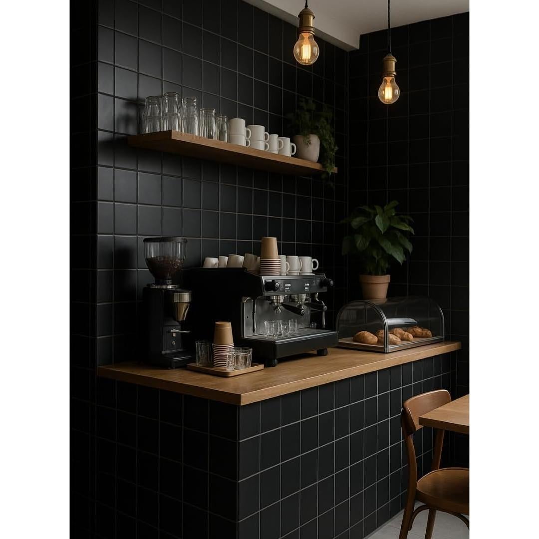 Azulejo Cerámico Tenedos HTC367 Negro Mate 10 Piezas 10.8x10.8 cm