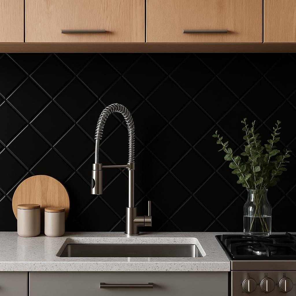 Azulejo Cerámico Tenedos HTC367 Negro Mate 10 Piezas 10.8x10.8 cm