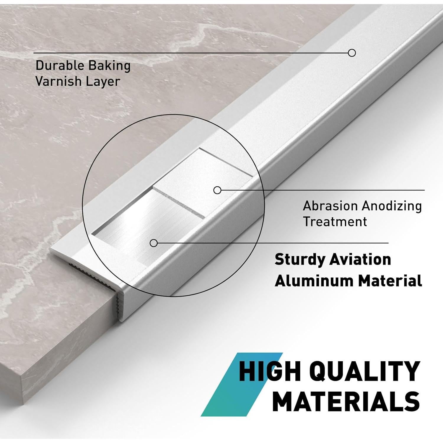 Bisel de Azulejo Autoadhesivo FCSOTSPS 10 Pcs 135 cm Plata Mate