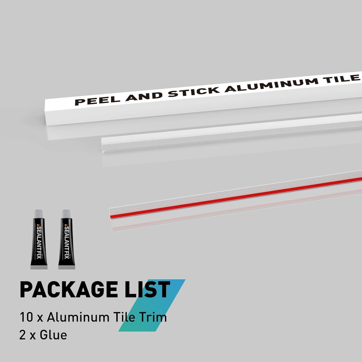 Bisel de Azulejo Autoadhesivo FCSOTSPS 10 Pcs 135 cm Plata Mate