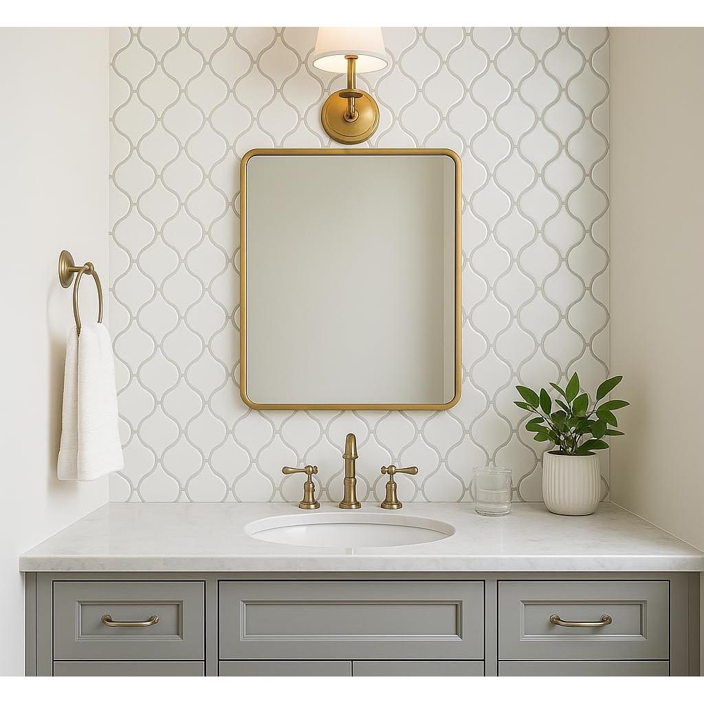 Azulejo de Porcelana Tenedos Arabesque Blanco 28x24 cm Mate