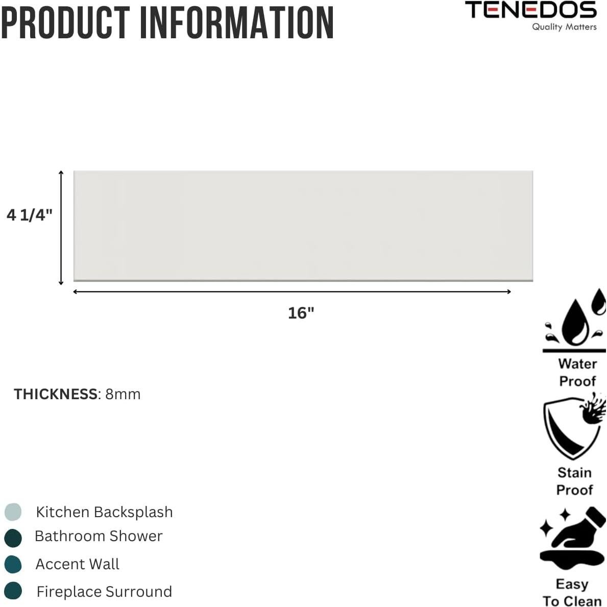 Azulejo Cerámico Blanco Mate Tenedos 10.8x40.6 cm Caja 1.39 m²