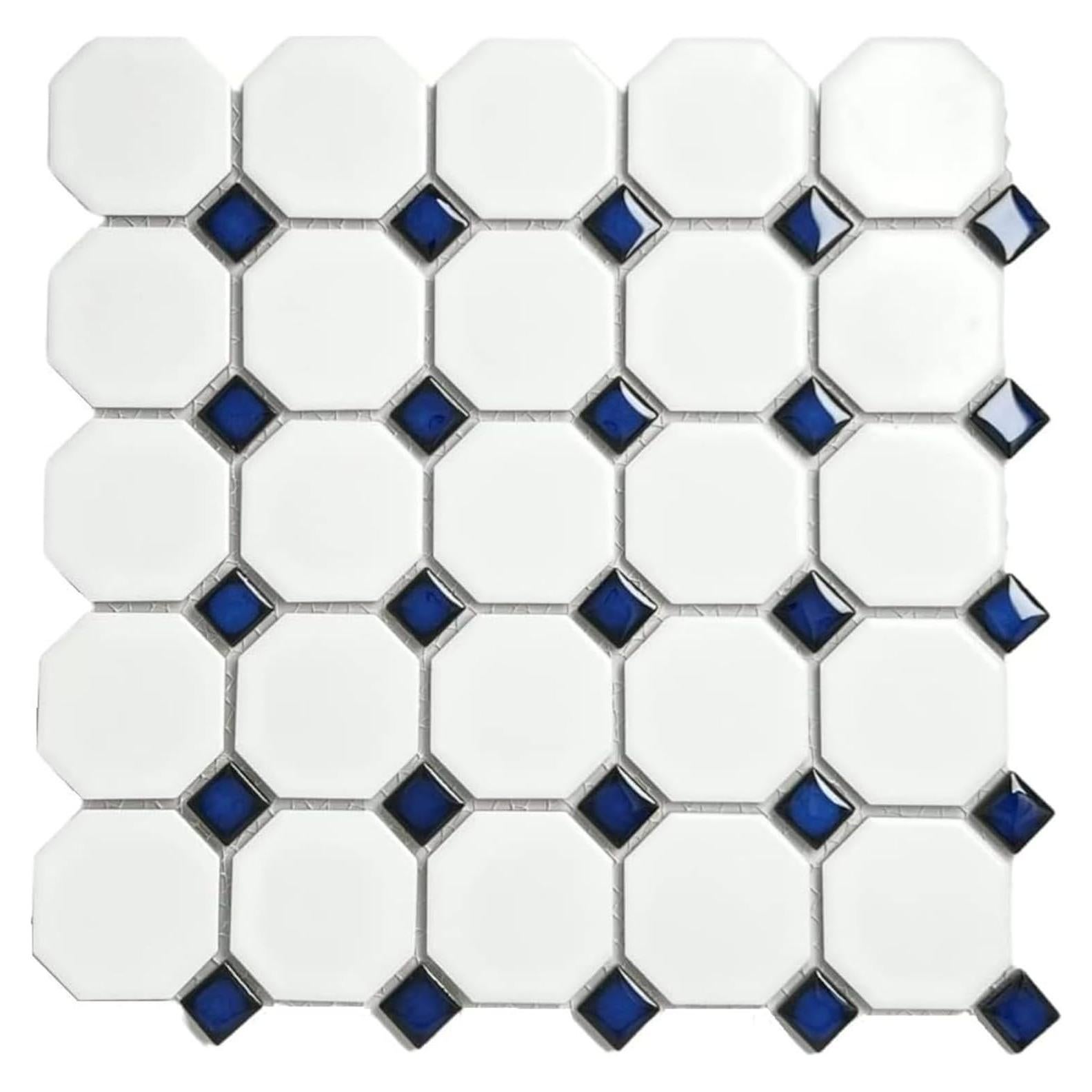 Mosaico de Porcelana Tenedos Octagonal Blanco Mate 5.56 cm