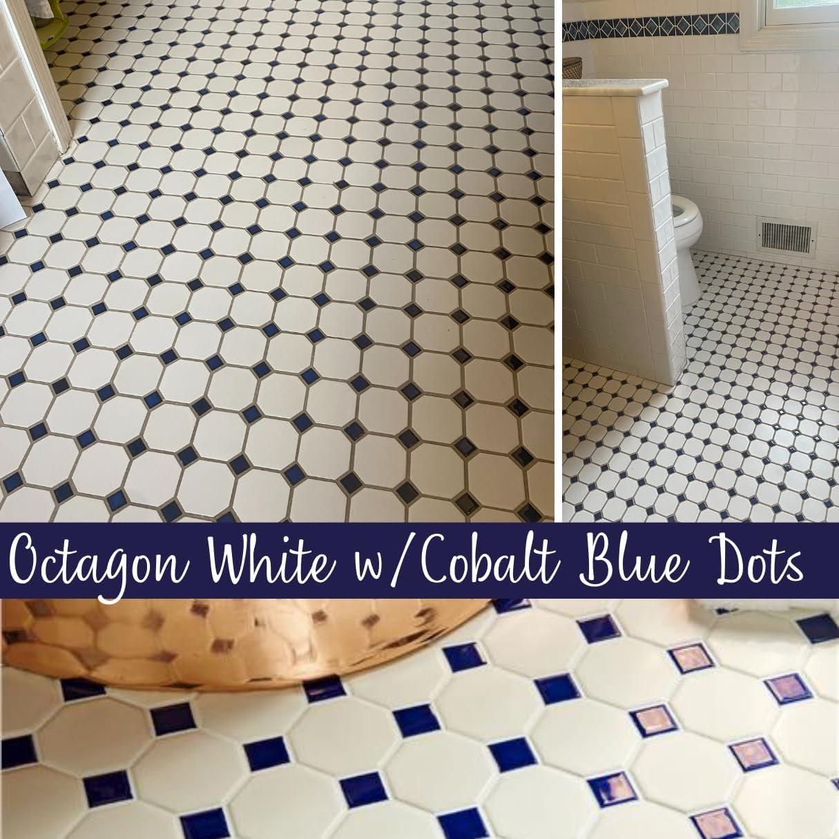 Mosaico de Porcelana Tenedos Octagonal Blanco Mate 5.56 cm