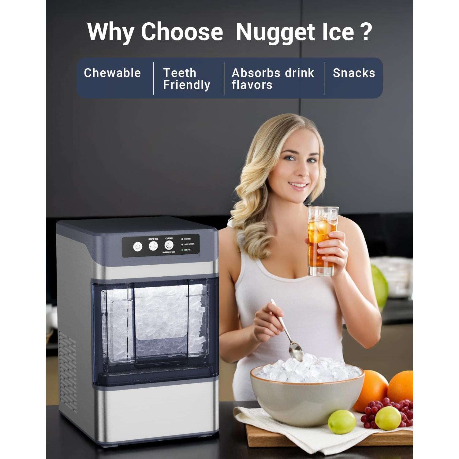 Fabricador de Hielo Nugget Yawhew 44 kg/día Autolimpiante