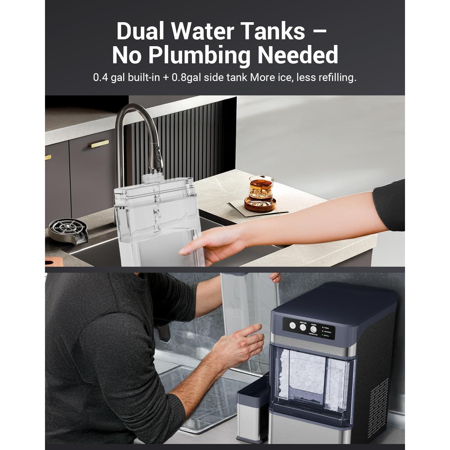 Fabricador de Hielo Nugget Yawhew 44 kg/día Autolimpiante