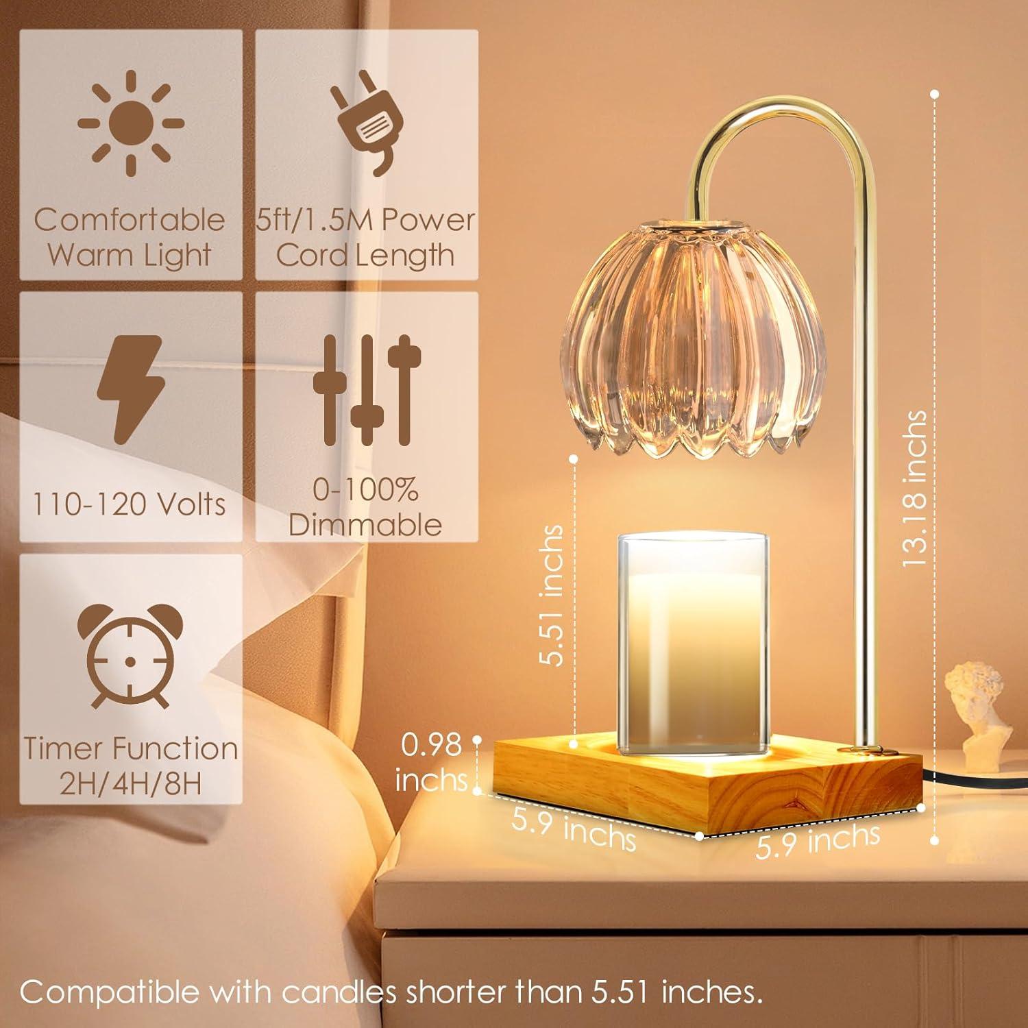 Lámpara Calentadora de Velas YIEELOG Ámbar Vintage 50W