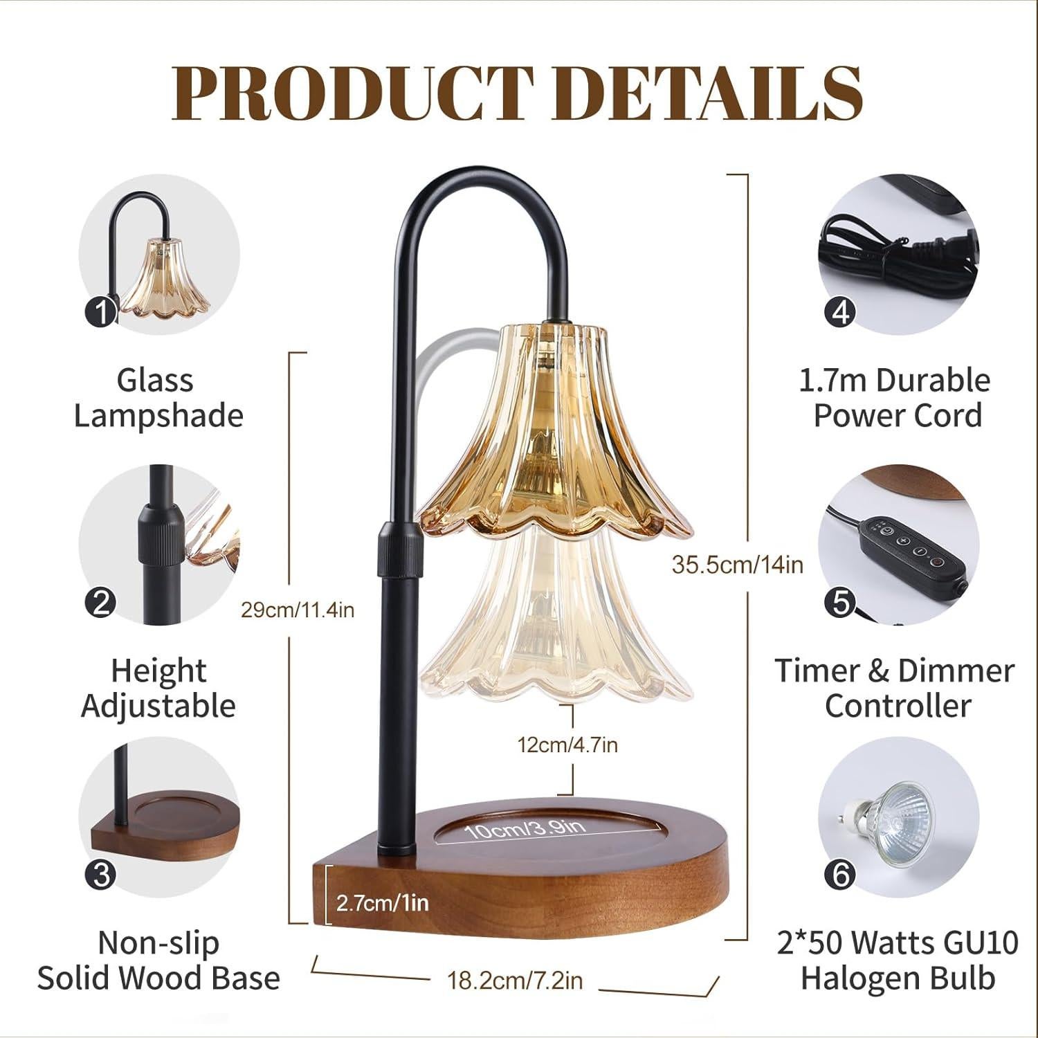 Lámpara Calentadora de Velas EJF Vintage con Temporizador 50W