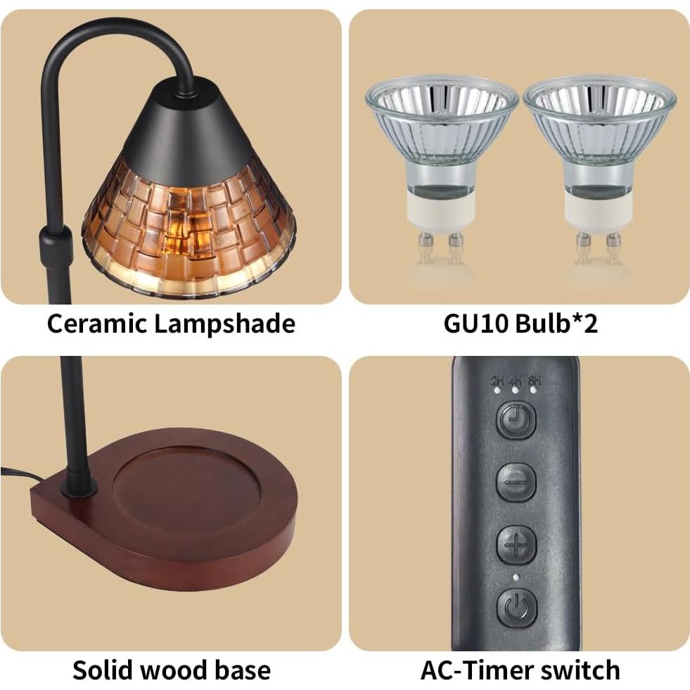 Lámpara Calentadora de Velas Nawaza con Temporizador 28 cm