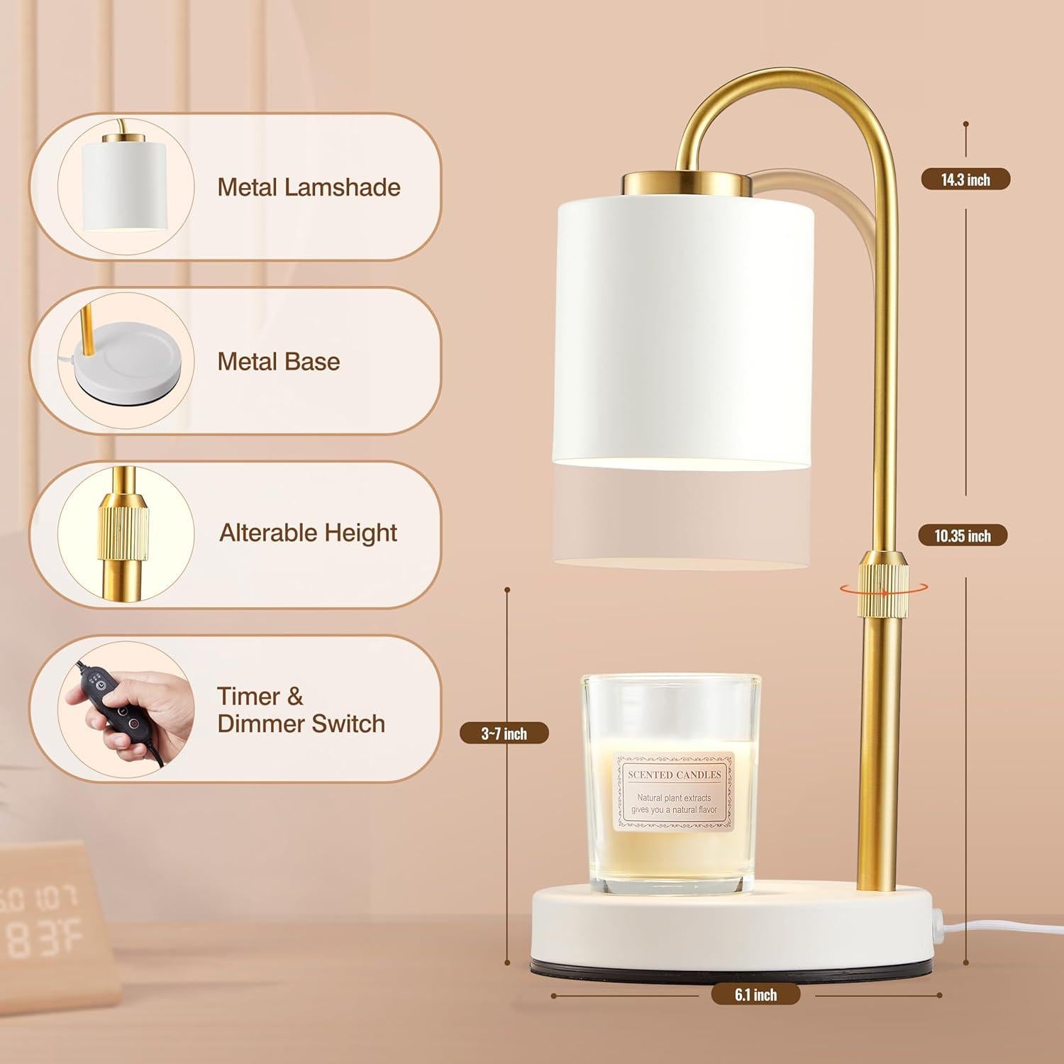 Lámpara Calentadora de Velas CASTLELIFE con Temporizador y Regulador