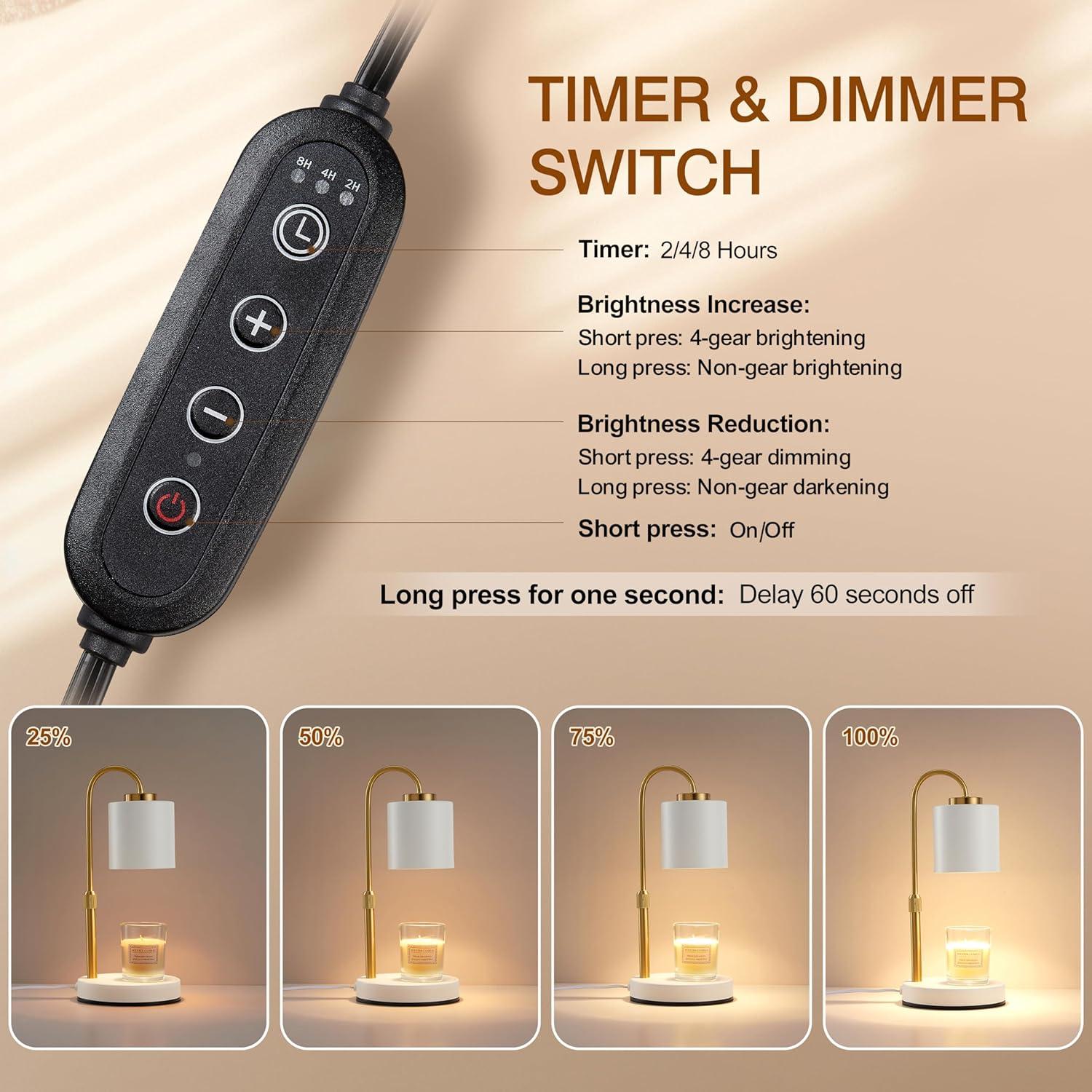 Lámpara Calentadora de Velas CASTLELIFE con Temporizador y Regulador