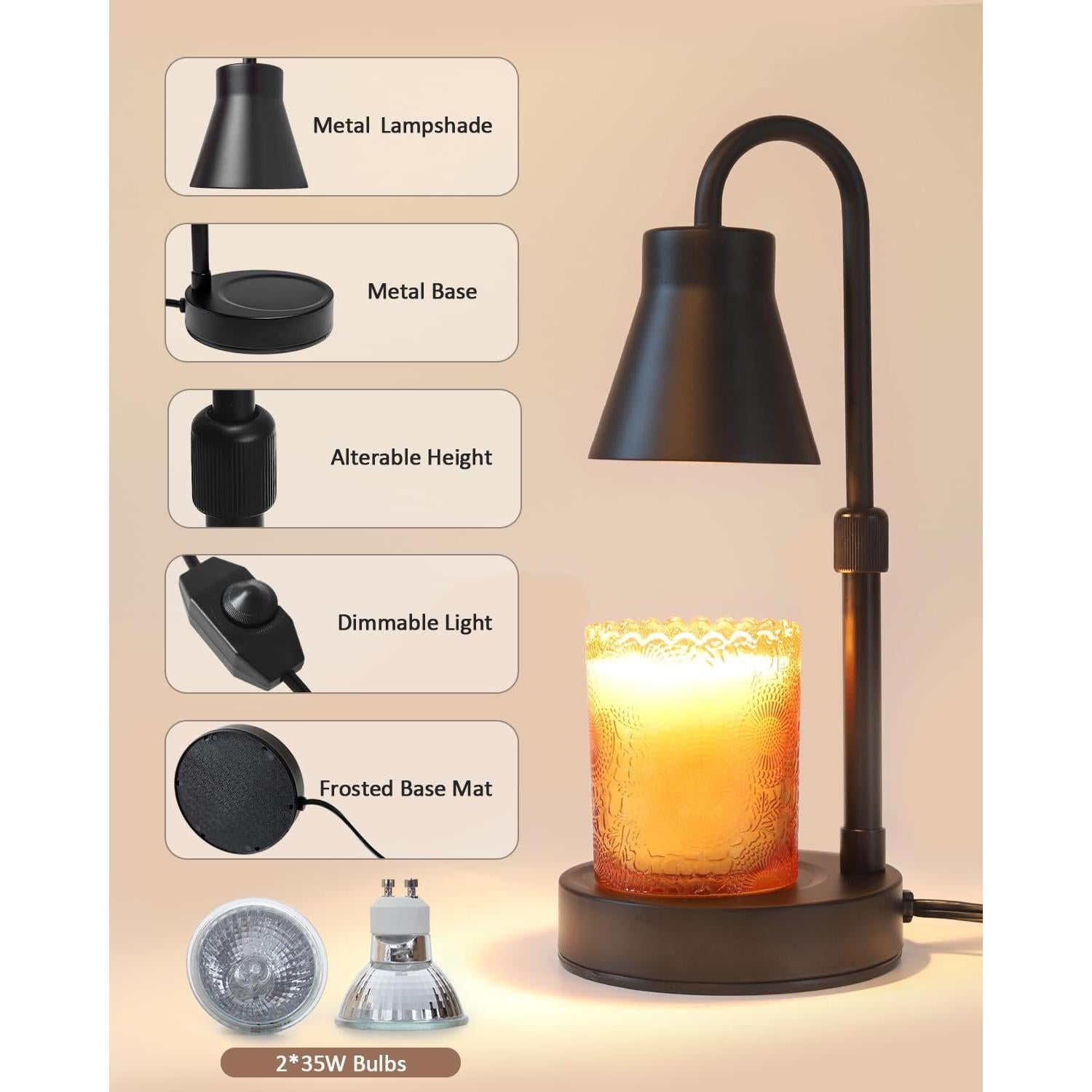 Lámpara Calentadora de Velas Elenhome 2 Paquetes Altura Ajustable