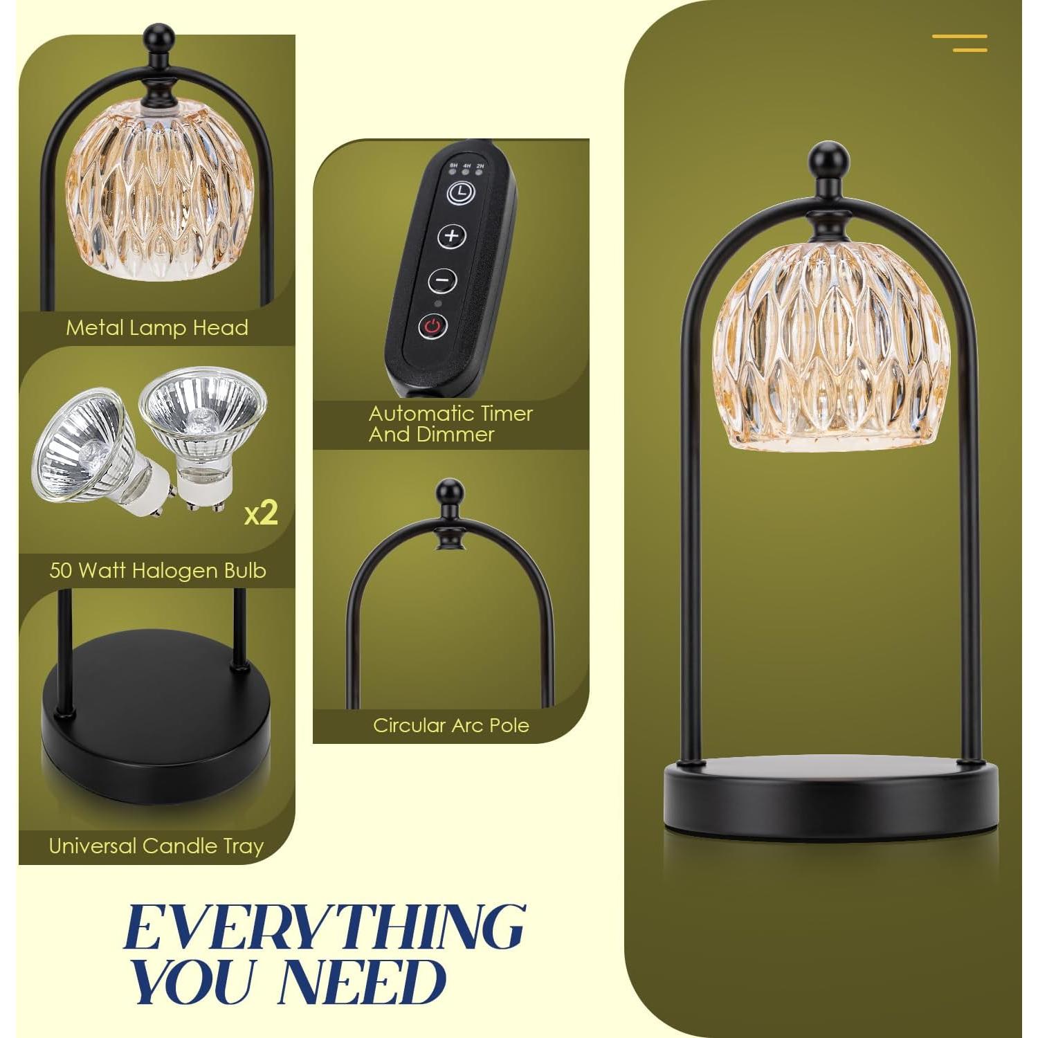 Lámpara Calentadora de Velas Soilsiu con Temporizador y 2 Bombillas