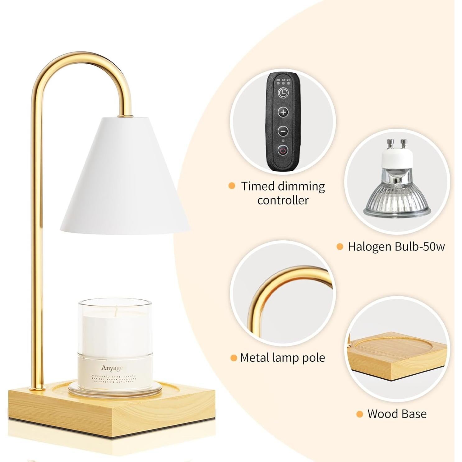 Lámpara Calentadora de Velas Anyage CL, Regulable 50W, Blanca