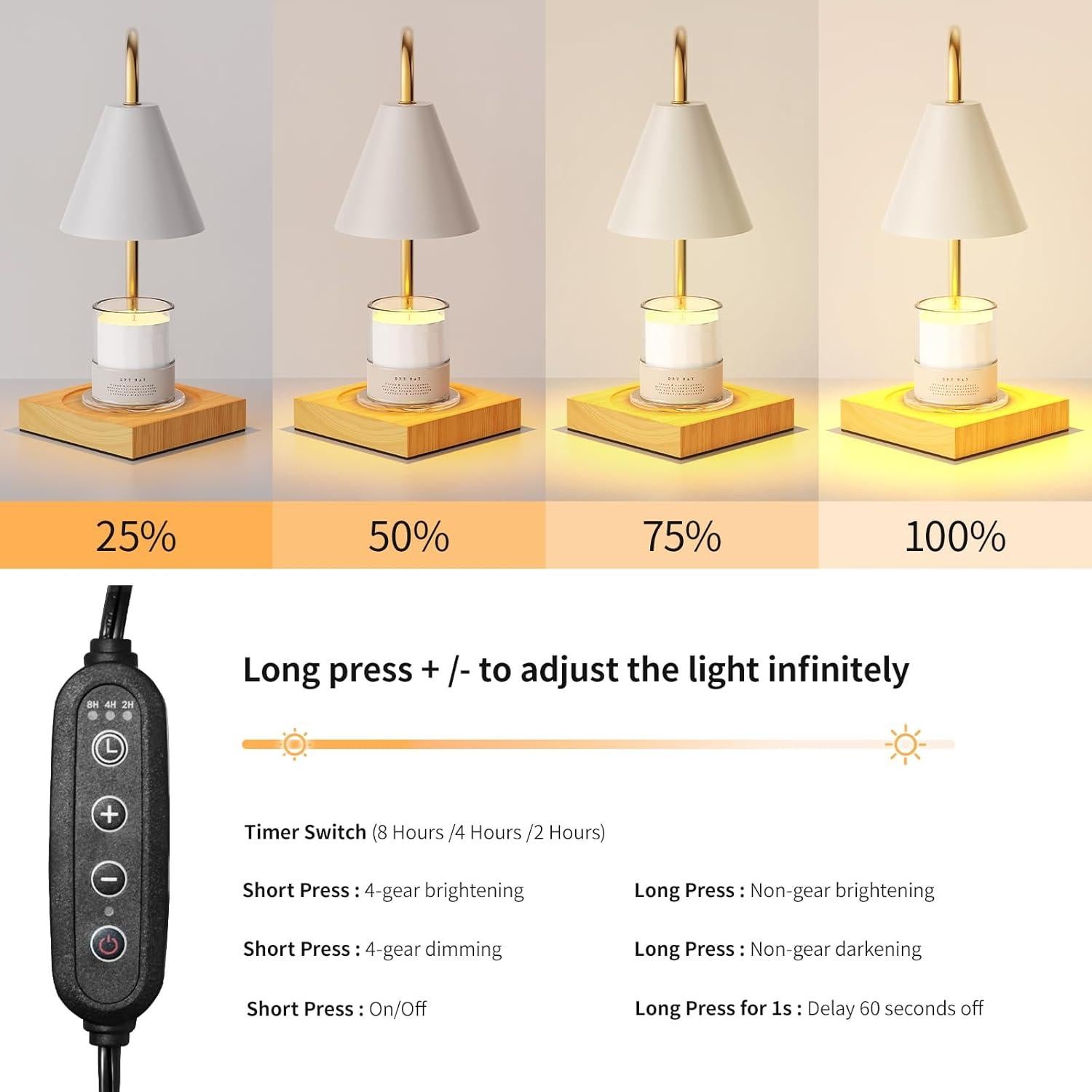 Lámpara Calentadora de Velas Anyage CL, Regulable 50W, Blanca