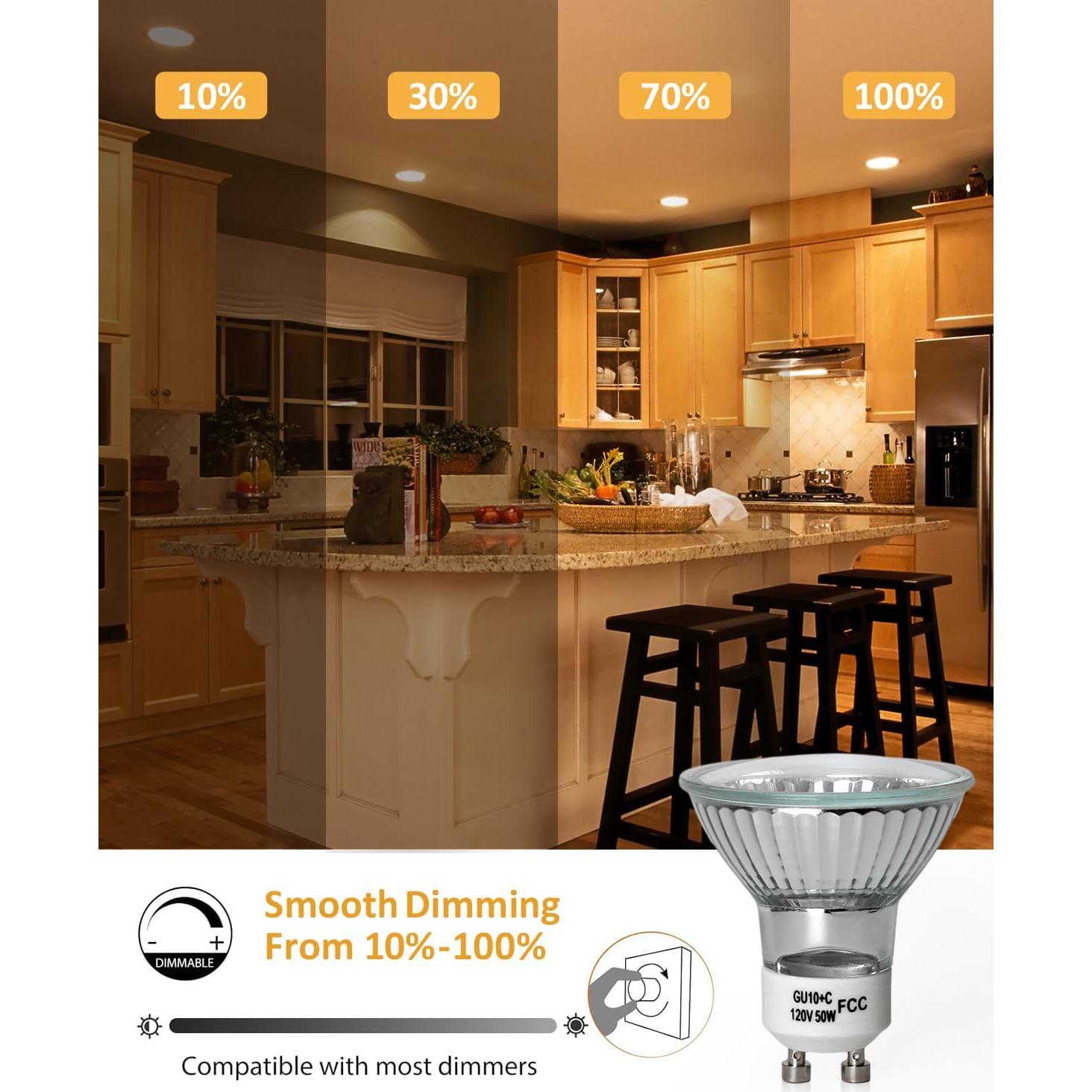 Bombilla Halógena GU10 Elenhome 50W Regulable 2800K 2 Piezas