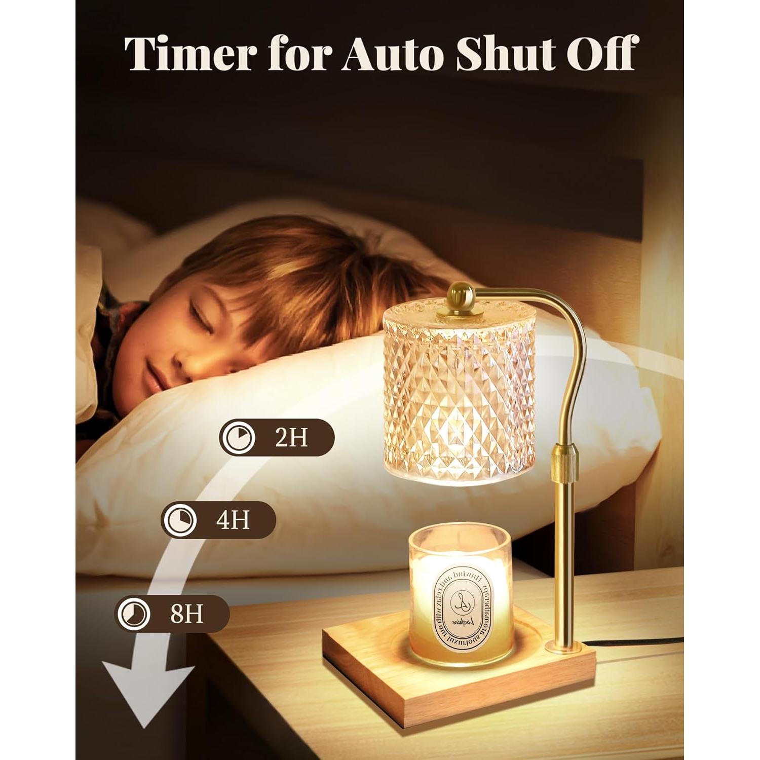 Lámpara Calentadora de Velas Linstaine Ámbar con Temporizador