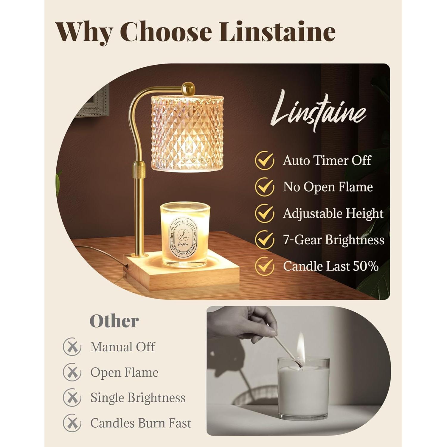 Lámpara Calentadora de Velas Linstaine Ámbar con Temporizador