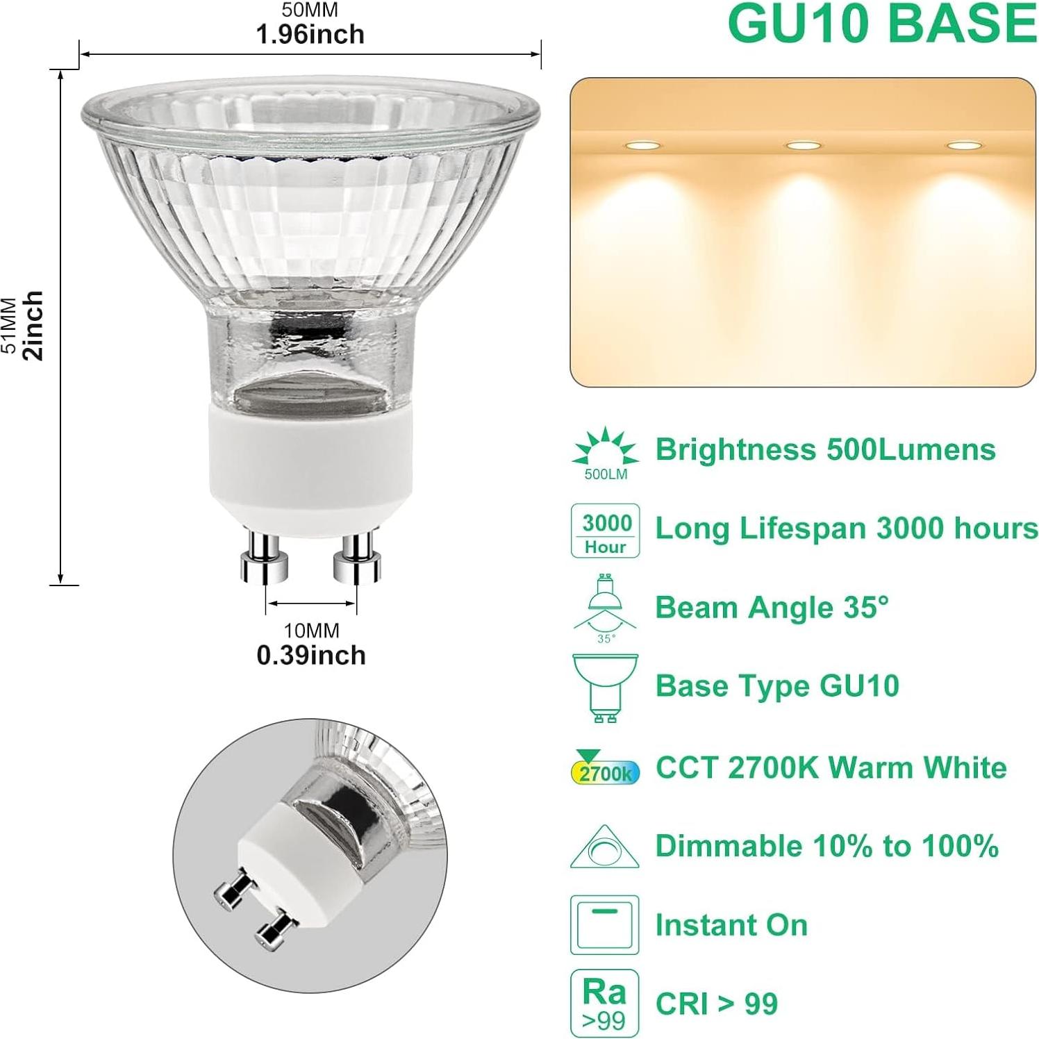 Bombilla Halógena GU10 Godonlif 50W 2700K Regulable Paquete 6