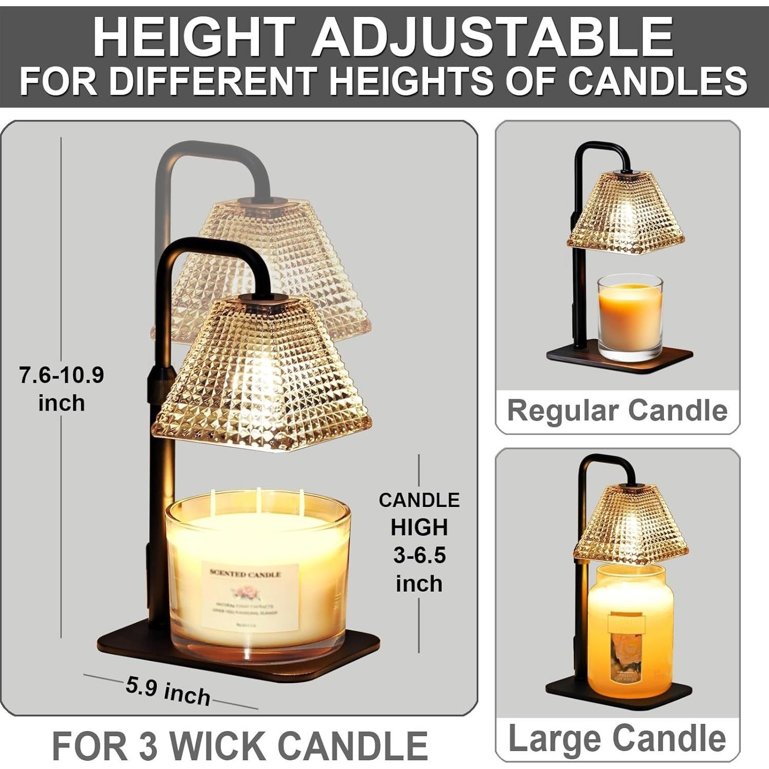 Lámpara Calentadora de Velas MUJTEO con Temporizador y Altura Ajustable