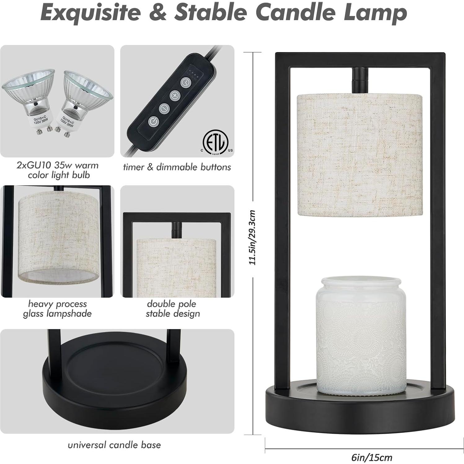 Lámpara Calentadora de Velas GyroVu Negra 35W con Temporizador