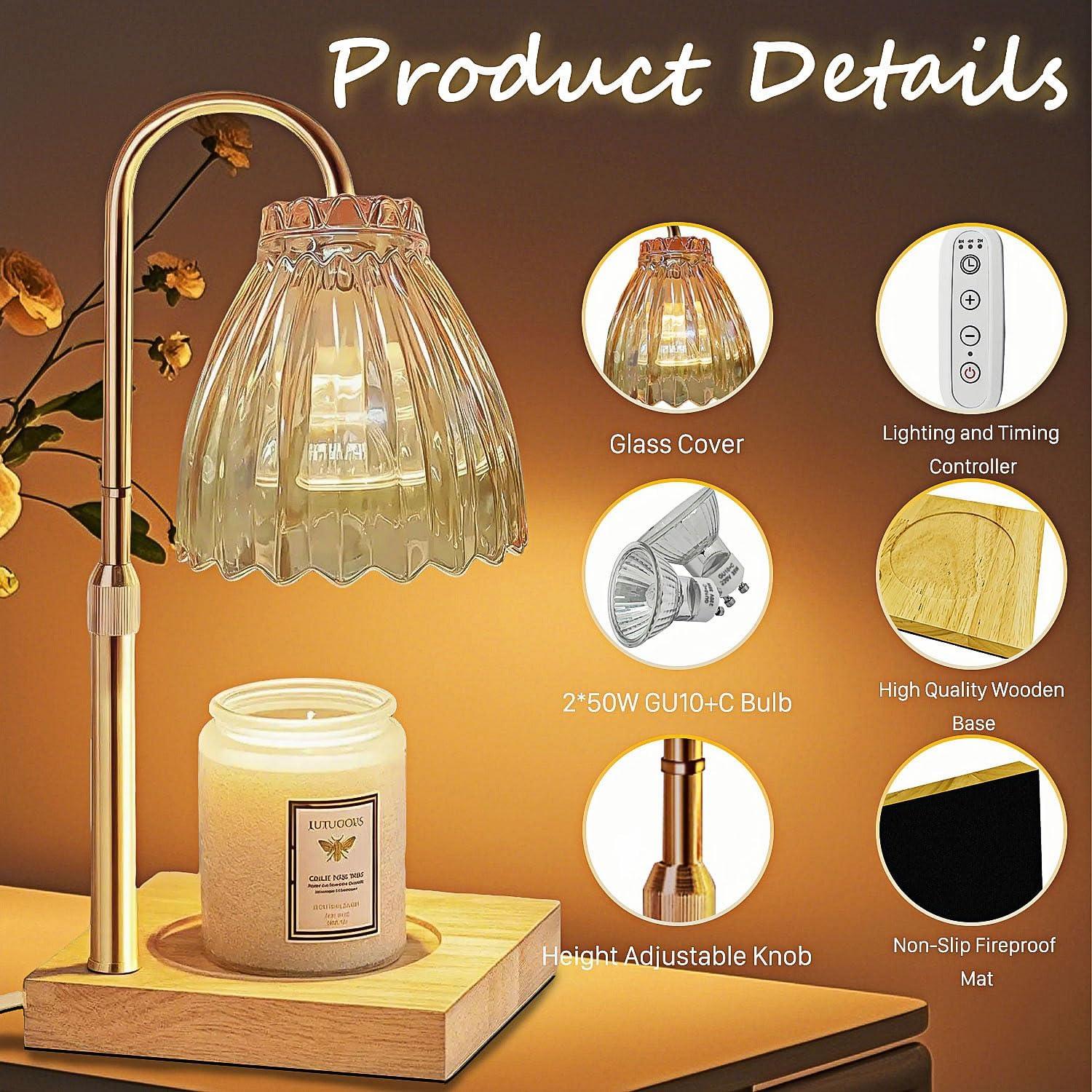 Lámpara Calentadora de Velas Conqto LED Dorada 50W Ajustable