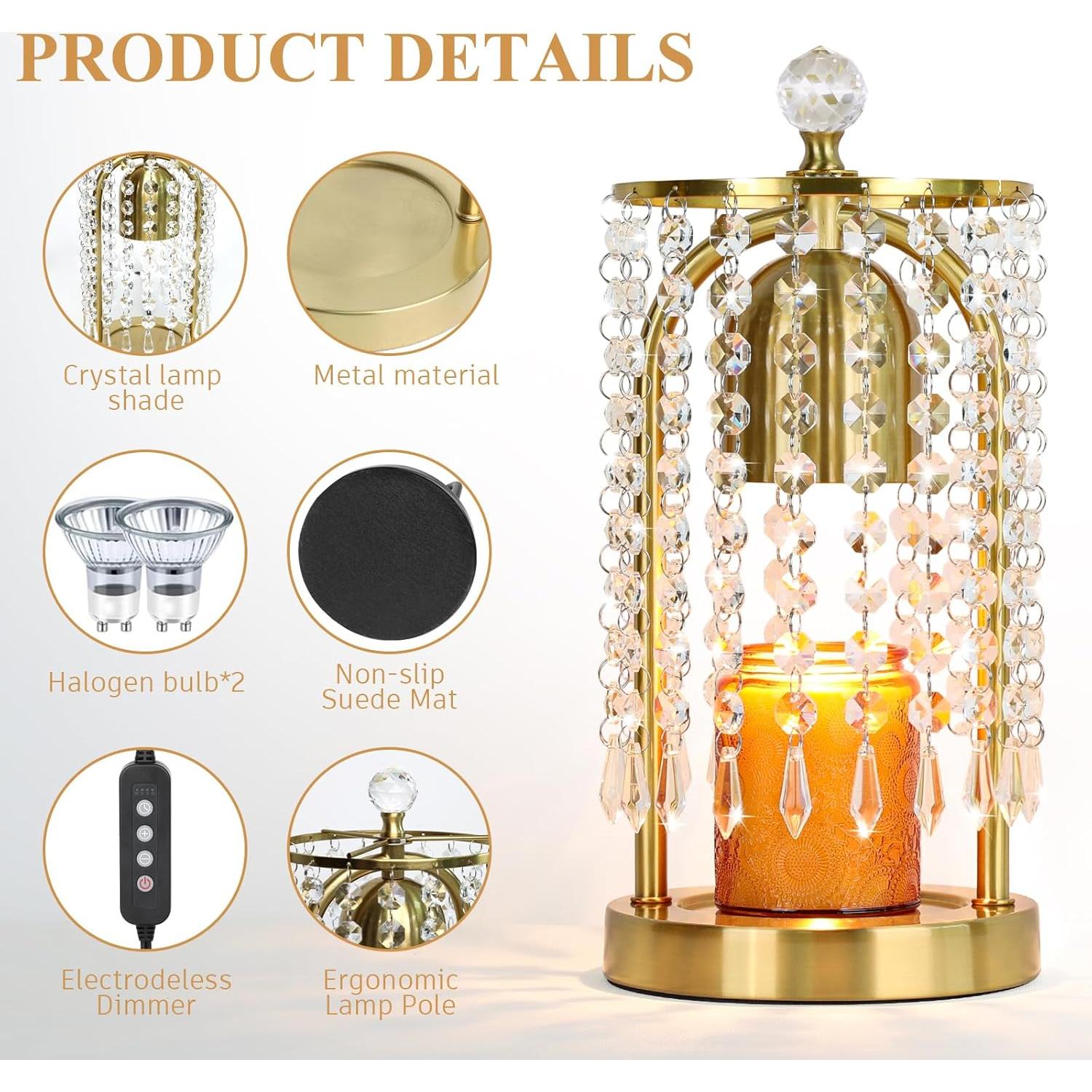 Lámpara Calentadora de Velas Eléctrica KunruiTAI Dorada con Temporizador