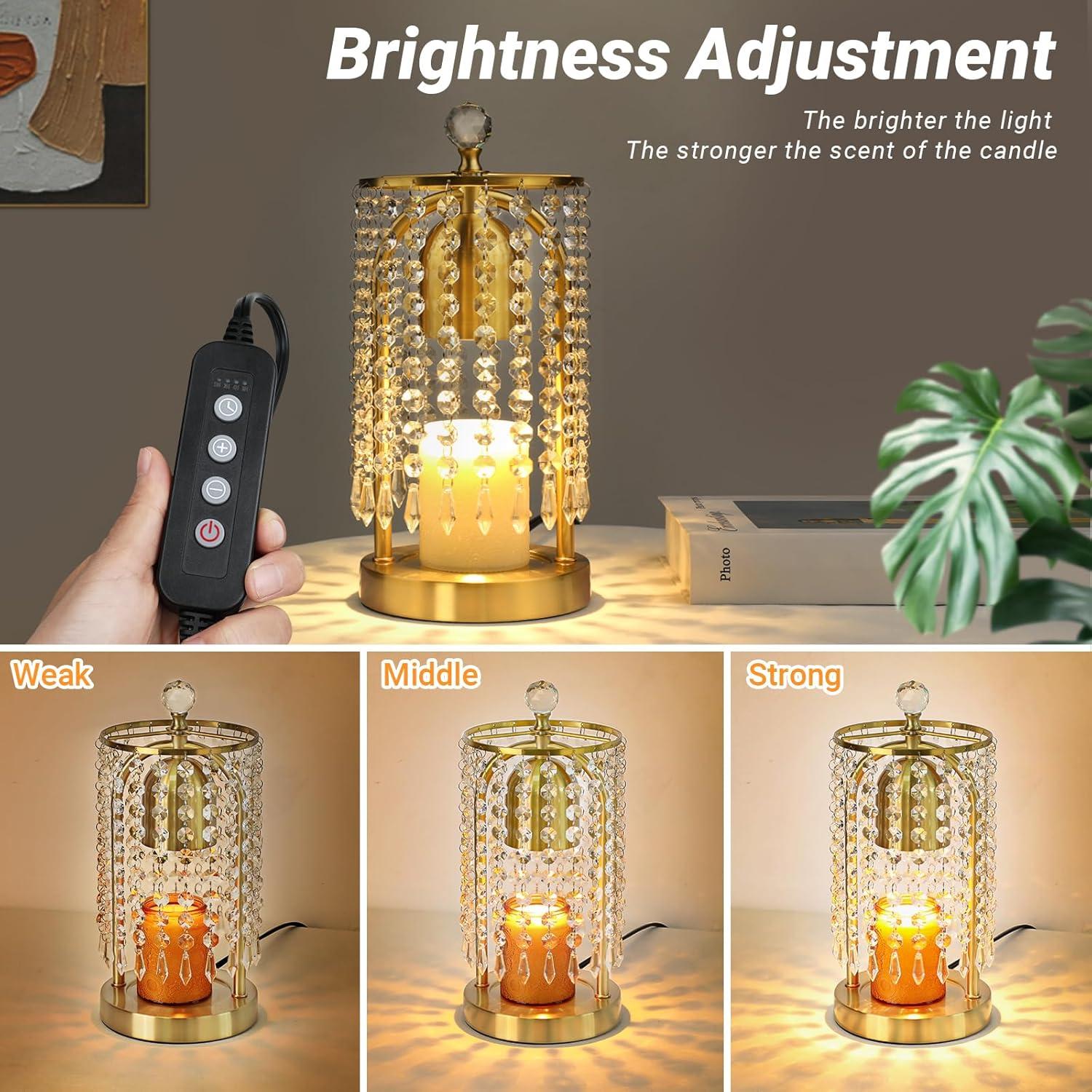 Lámpara Calentadora de Velas Eléctrica KunruiTAI Dorada con Temporizador