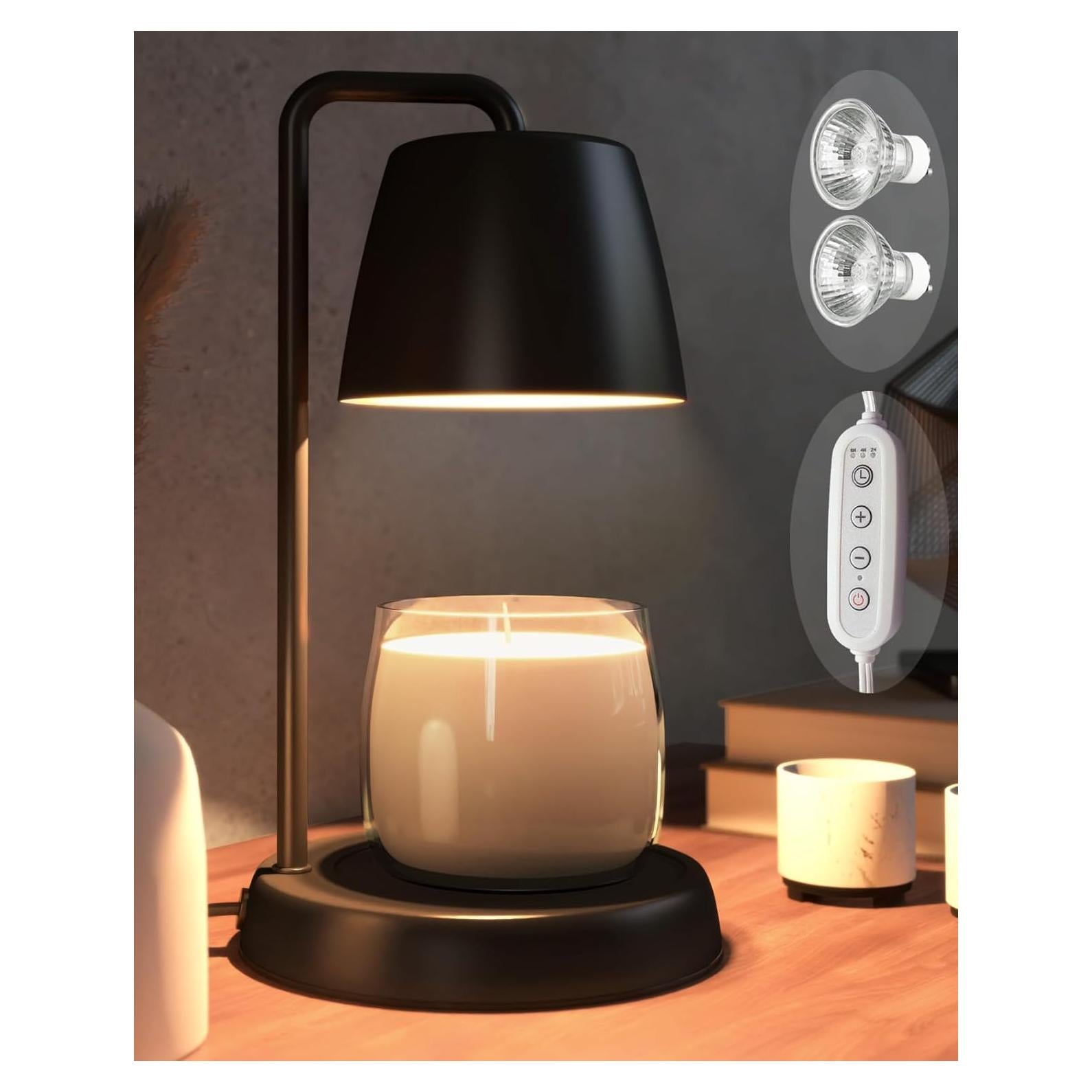 Lámpara Calentadora de Velas YIGEYIGE Negra con Temporizador