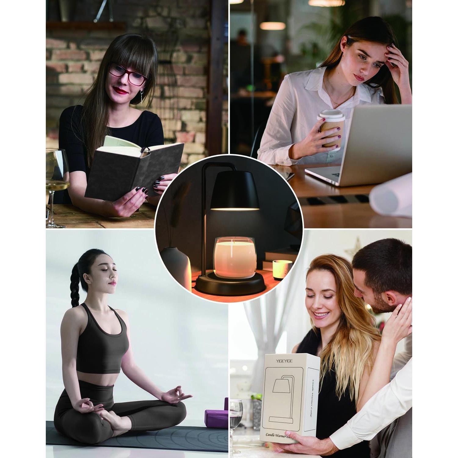 Lámpara Calentadora de Velas YIGEYIGE Negra con Temporizador