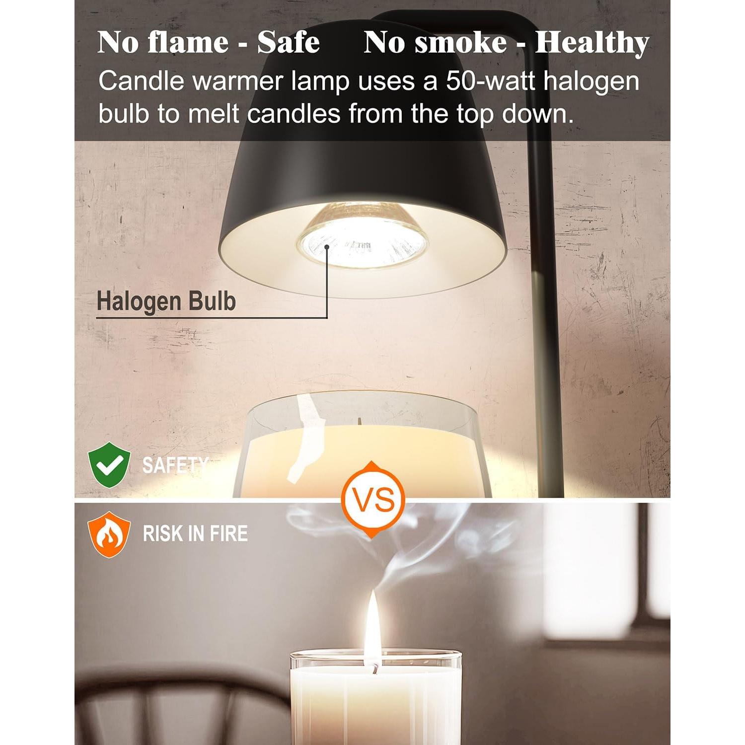 Lámpara Calentadora de Velas YIGEYIGE Negra con Temporizador