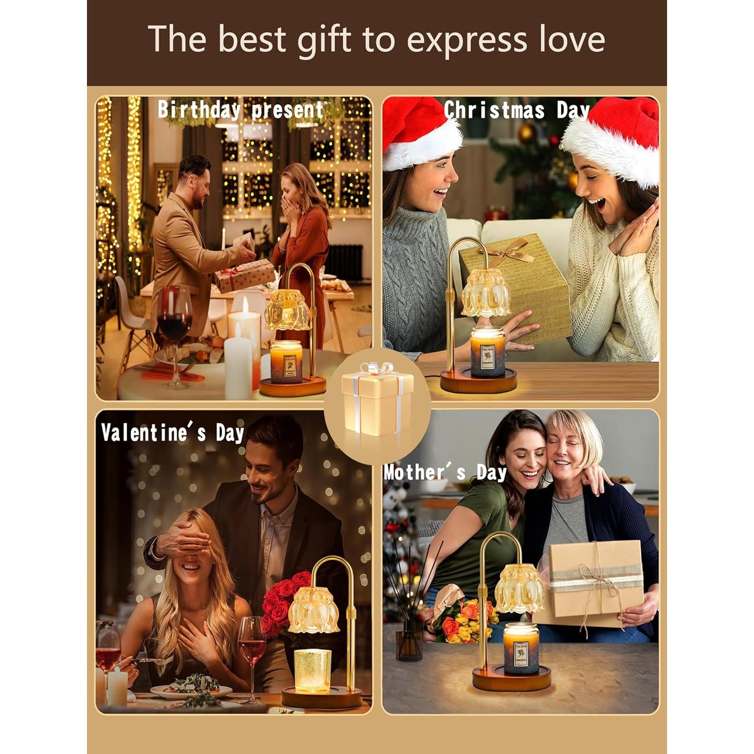 Lámpara Calentadora de Velas Wahomere Oro Champán Regulable