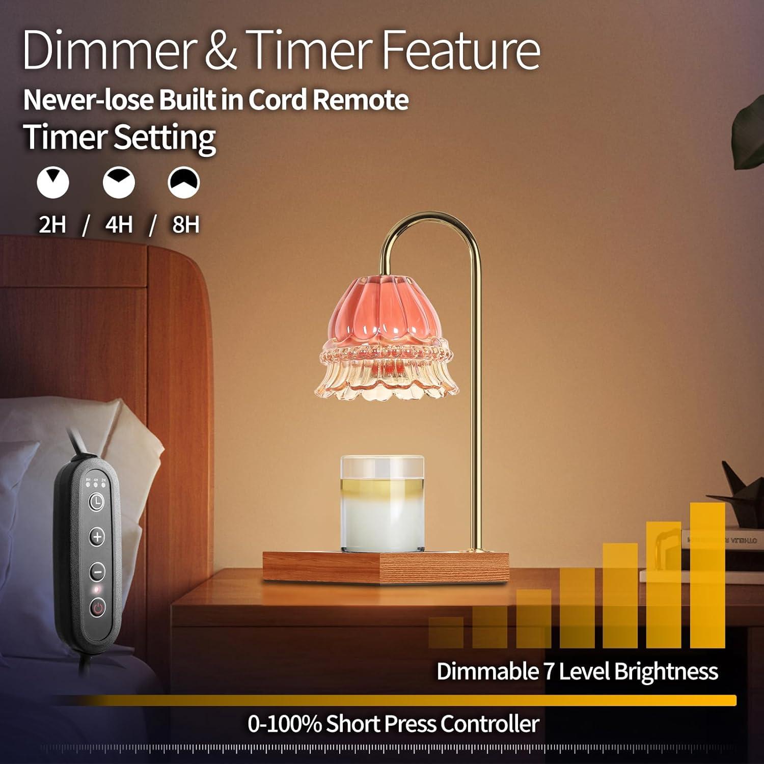 Lámpara Calentadora de Velas TigQiang Rosa con Temporizador