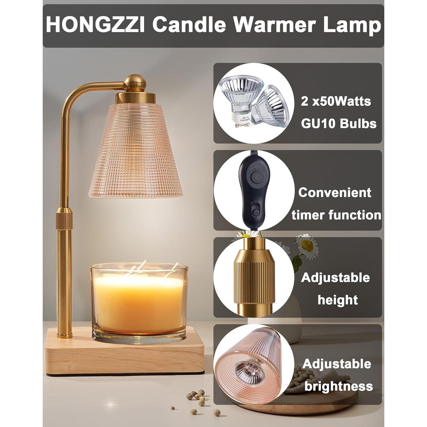 Lámpara Calentadora de Velas HONGZZI Dorada con Temporizador