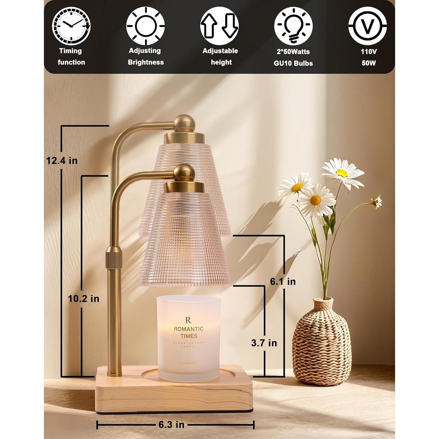 Lámpara Calentadora de Velas HONGZZI Dorada con Temporizador