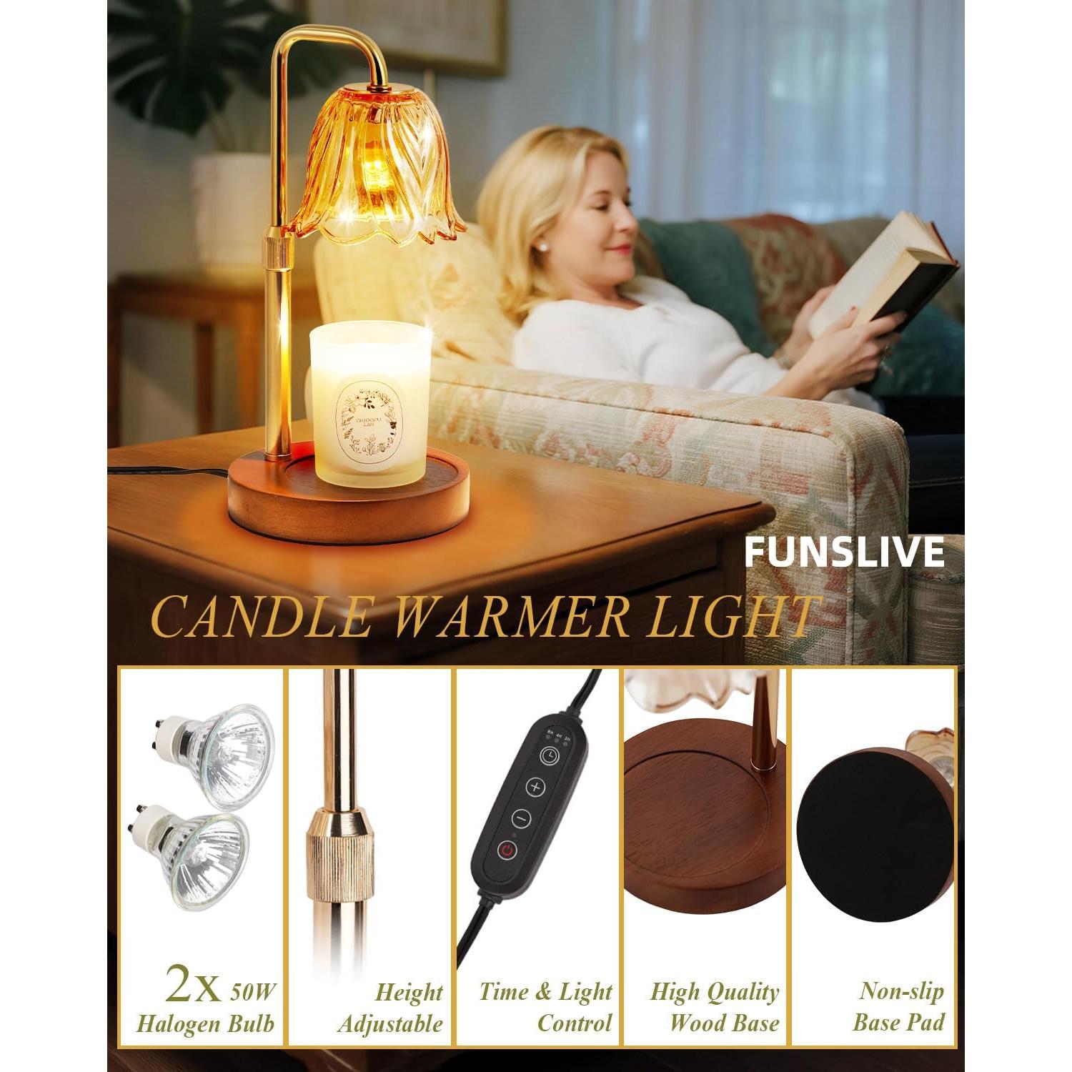 Lámpara Calentadora de Velas Funslive con Temporizador y Brillo Ajustable
