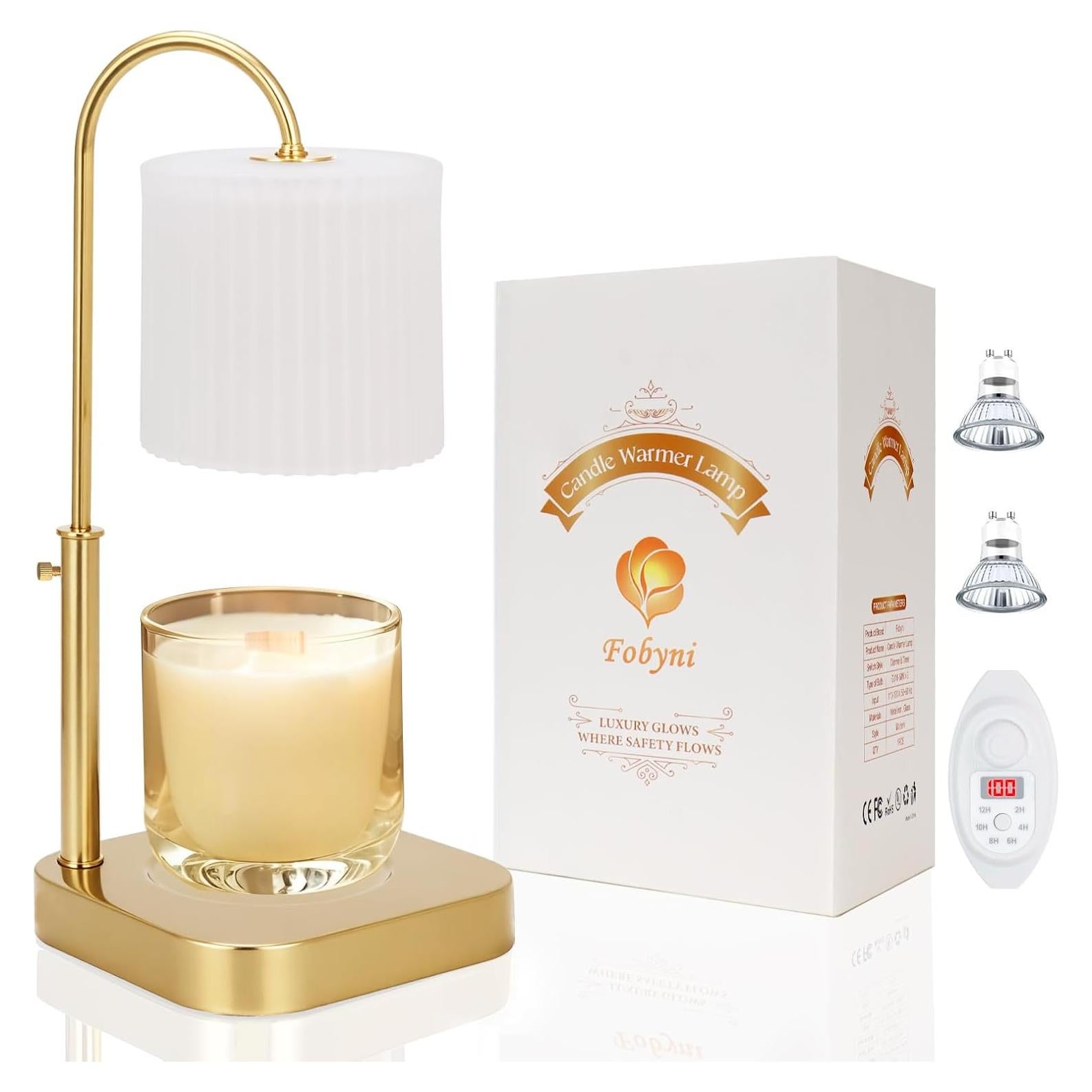 Lámpara Calentadora de Velas Fobyni Dorada con Temporizador