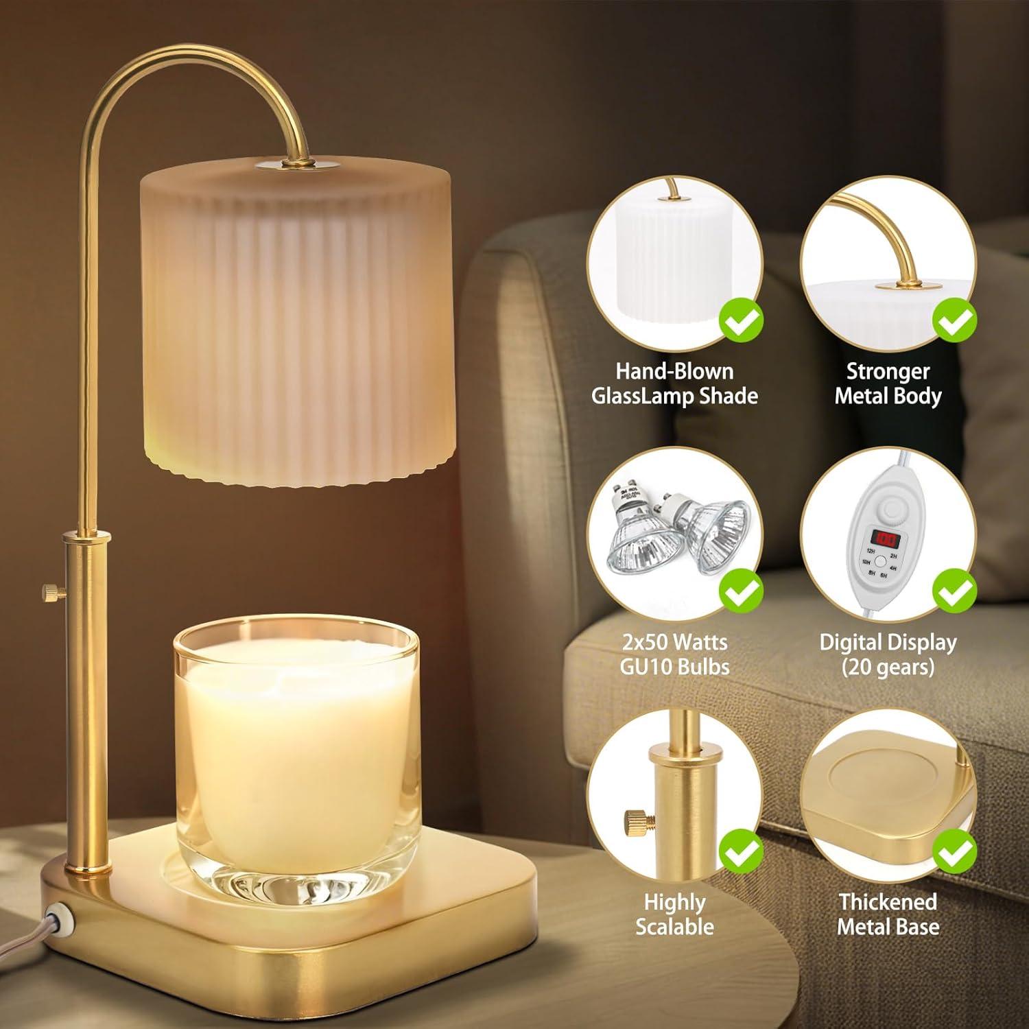 Lámpara Calentadora de Velas Fobyni Dorada con Temporizador