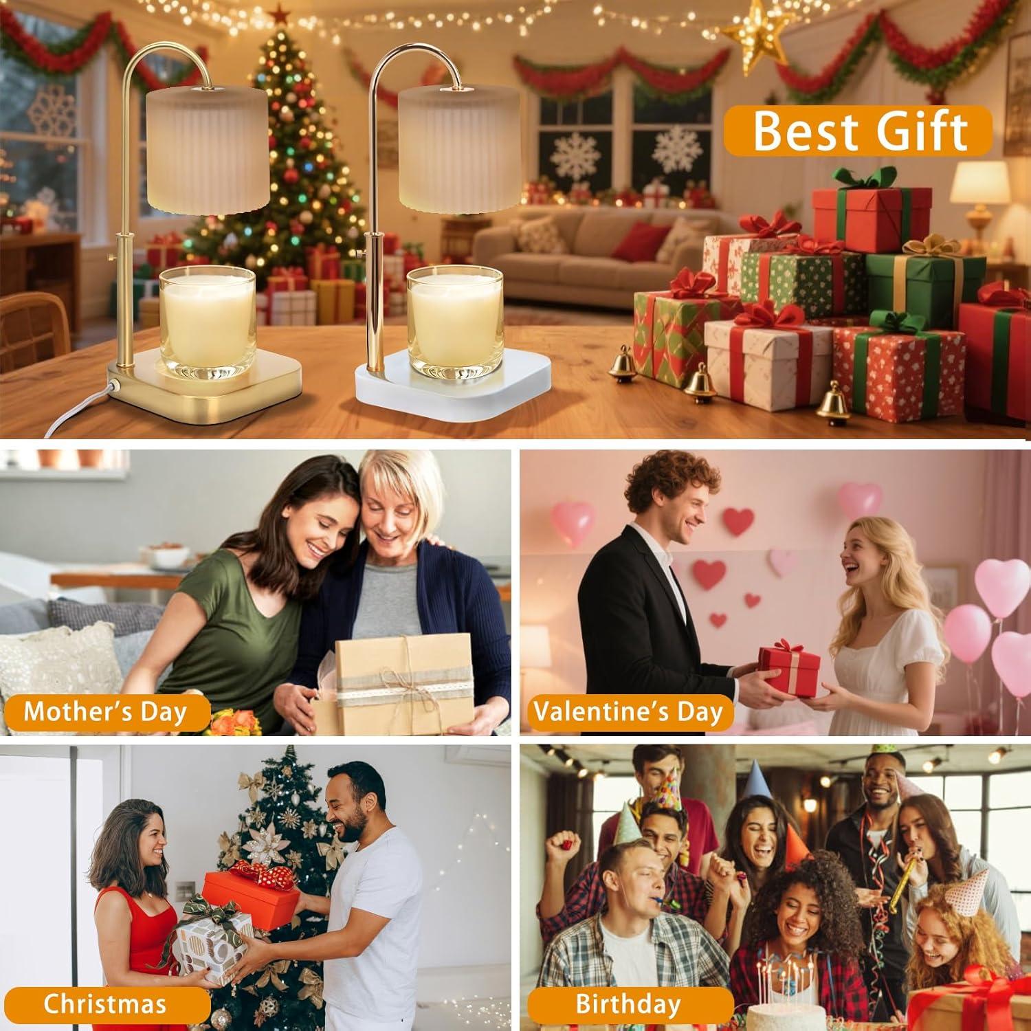 Lámpara Calentadora de Velas Fobyni Dorada con Temporizador