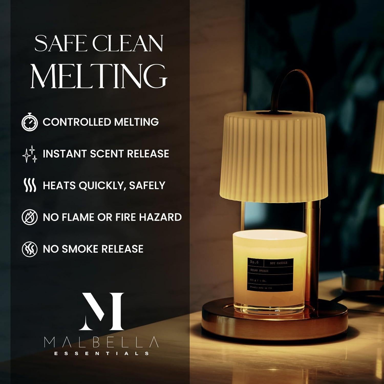 Lámpara Calentadora de Vela Malbella Essentials Regulable 33.8cm