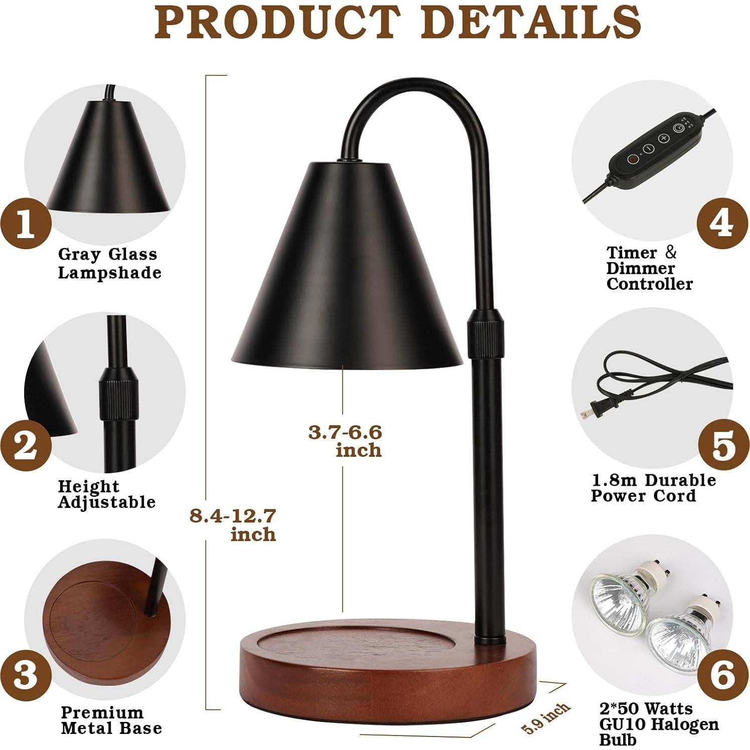 Lámpara Calentadora de Velas Funistree Negra con Temporizador