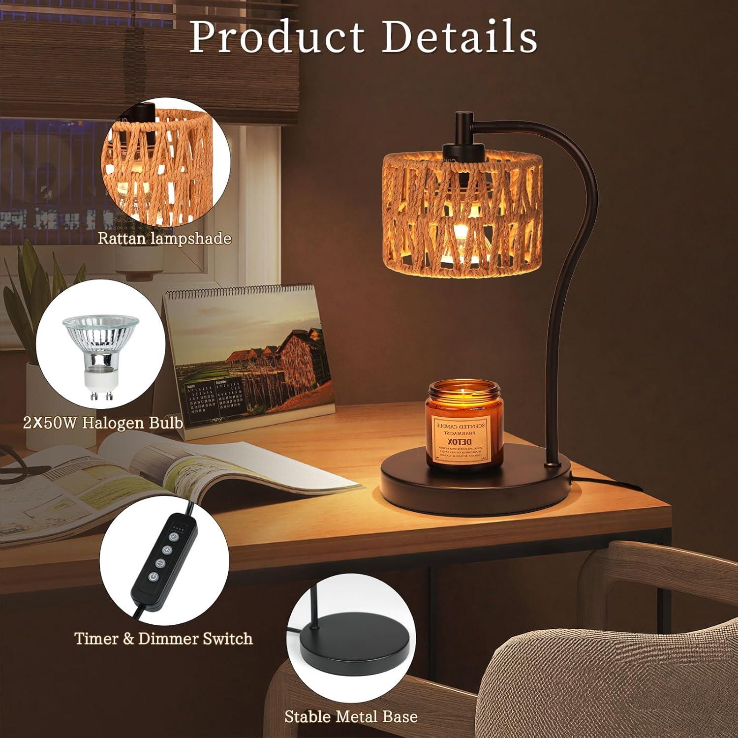 Lámpara Calentadora de Velas Ruiever con Temporizador y 2 Bombillas