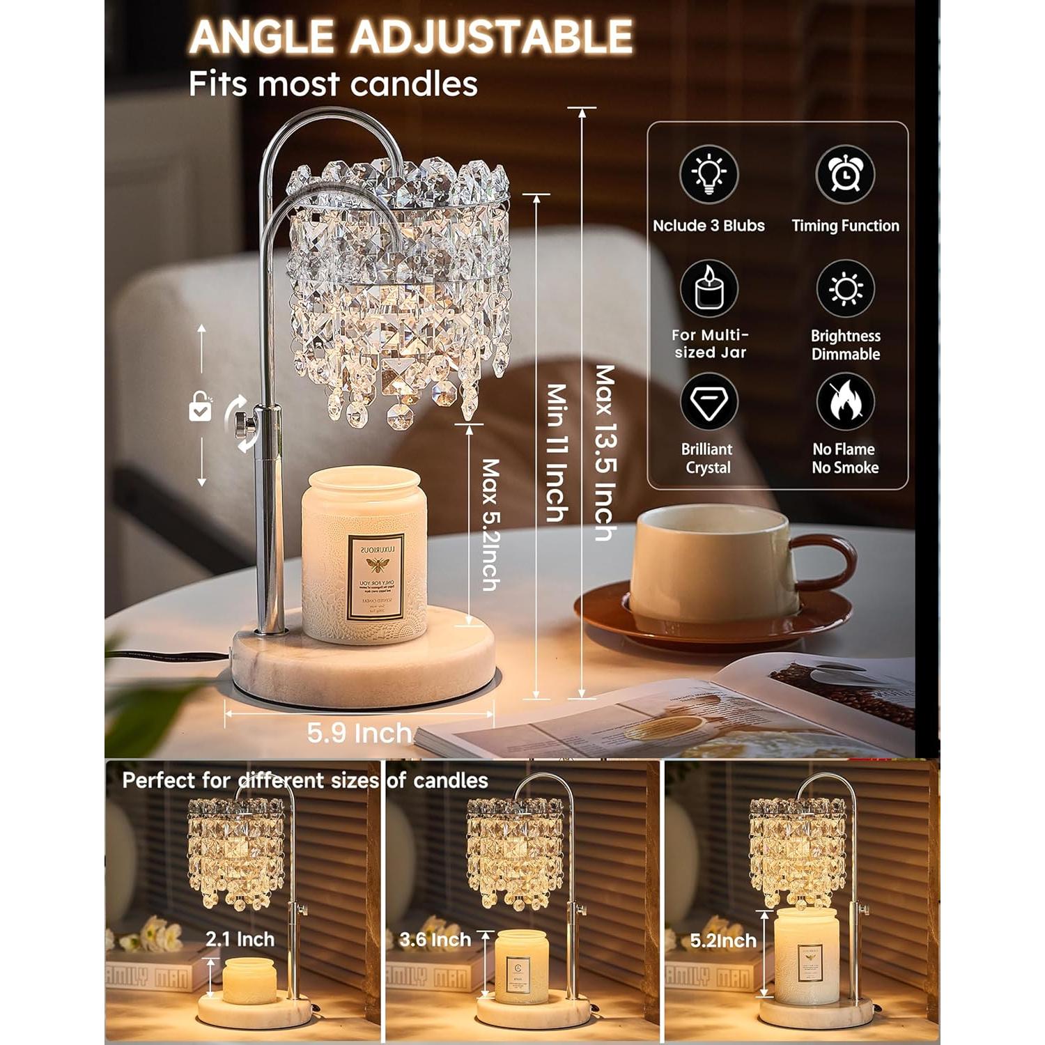 Lámpara Calentadora de Velas SIJIHOME con Temporizador y Base de Mármol