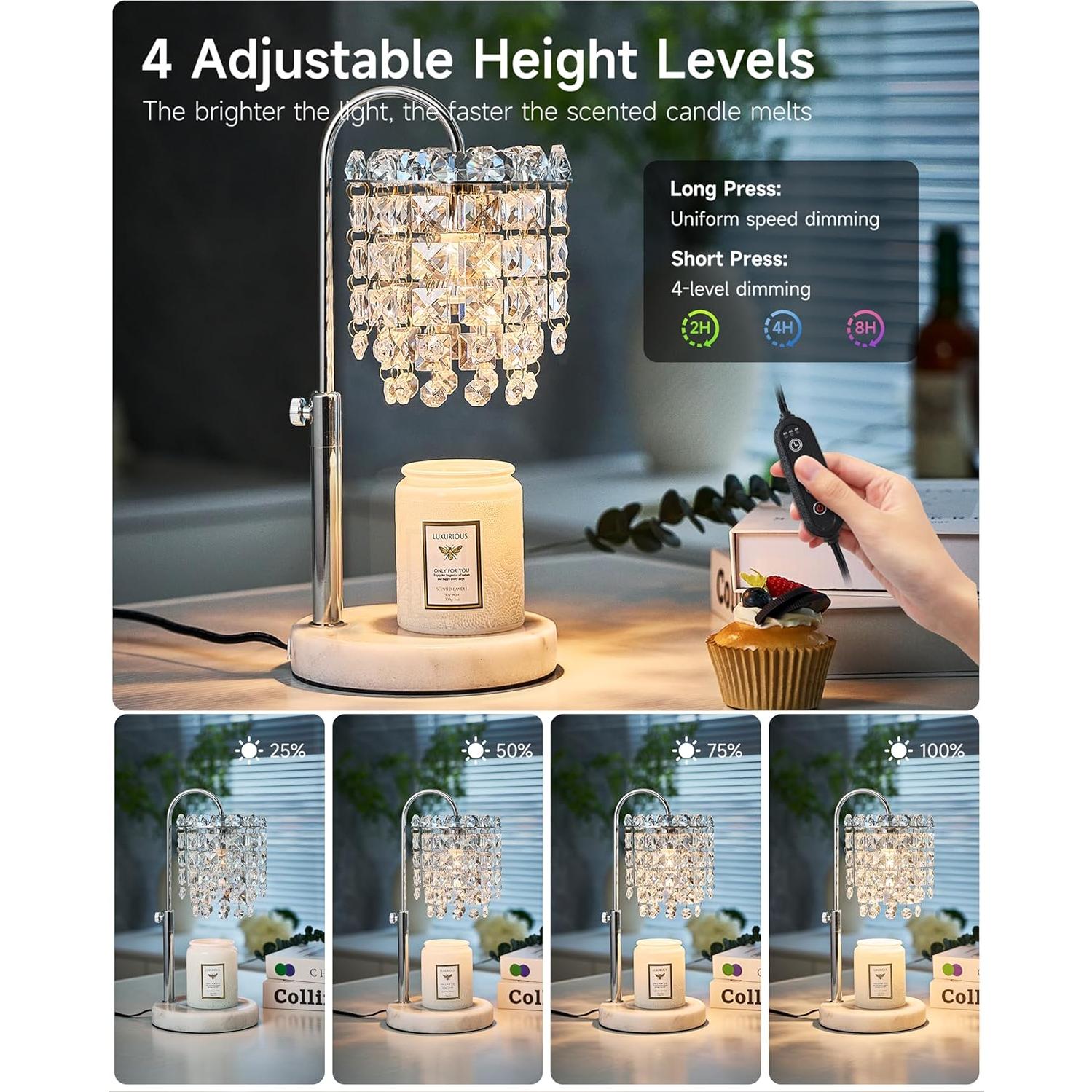 Lámpara Calentadora de Velas SIJIHOME con Temporizador y Base de Mármol