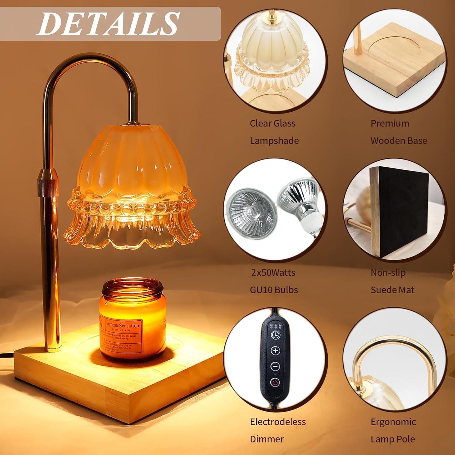 Lámpara Calentadora de Velas WARMCITY Ámbar Floral Ajustable