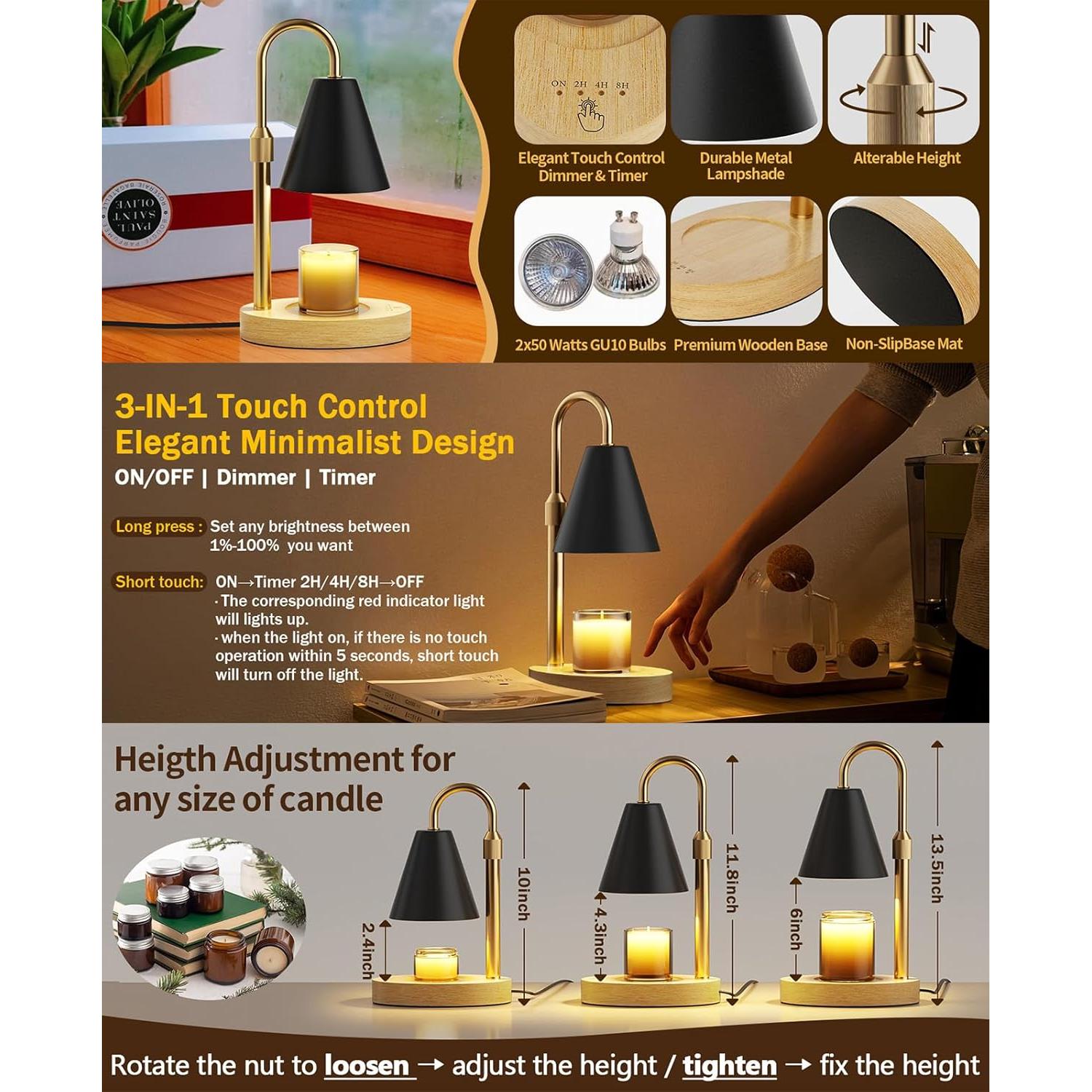 Lámpara Calentadora de Velas JOWHOL con Temporizador y Control Táctil