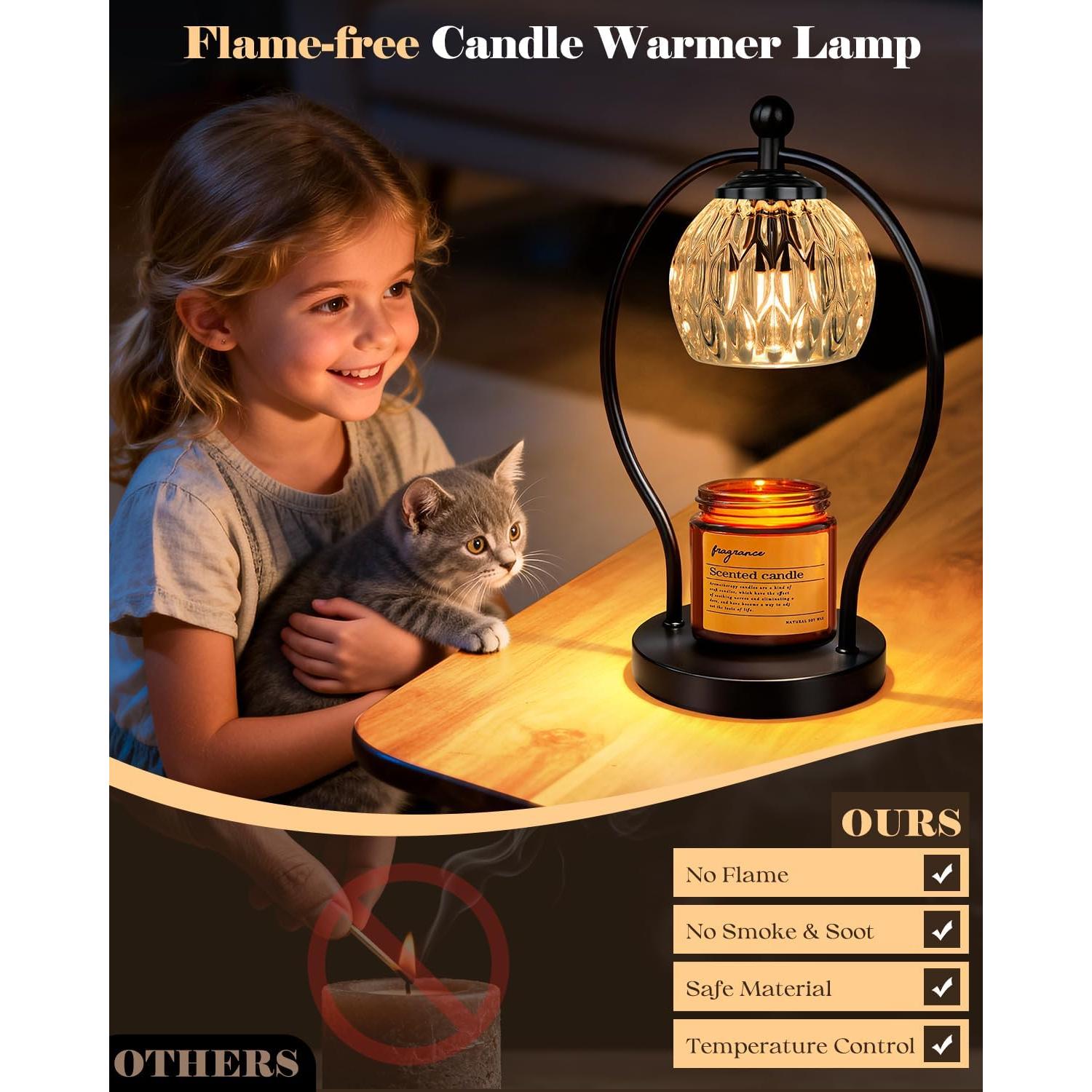 Lámpara Calentadora de Velas LANICHO con Temporizador y 2 Bombillas