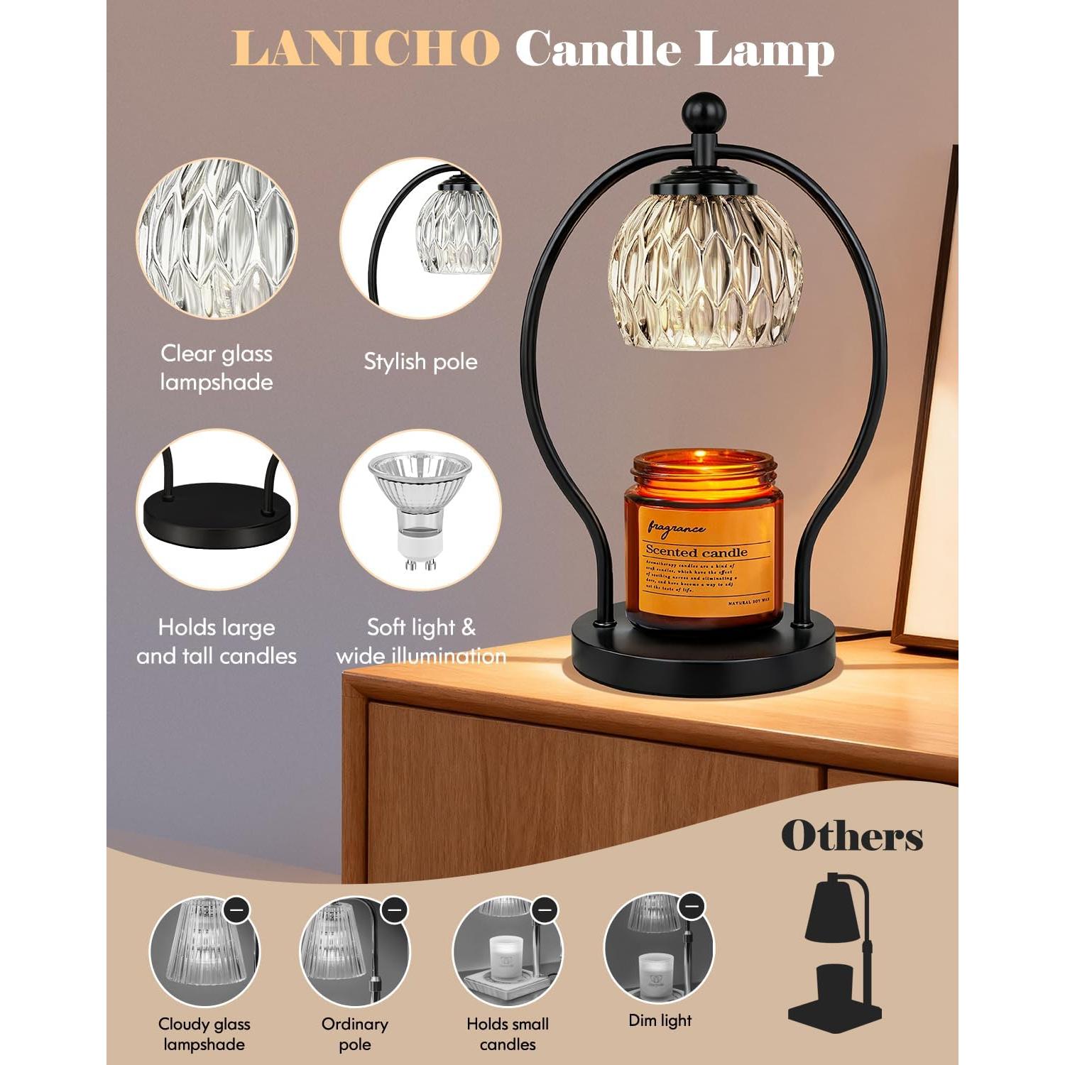 Lámpara Calentadora de Velas LANICHO con Temporizador y 2 Bombillas