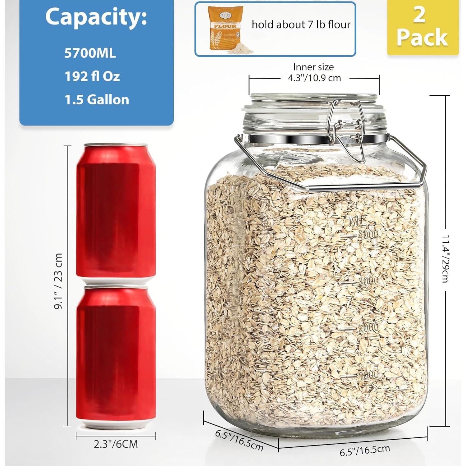 Tarros de Vidrio Herméticos 1.5 Galones Sovietiep - 2 Unidades