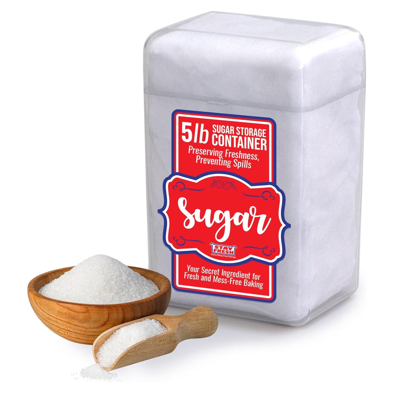 Stay Fresh Sugar Storage Container – Kitchen Discovery – Snap Close Sugar Canister Keeps Granules Fresh, Pourable and Spillproof for Optimal Sugar Storage